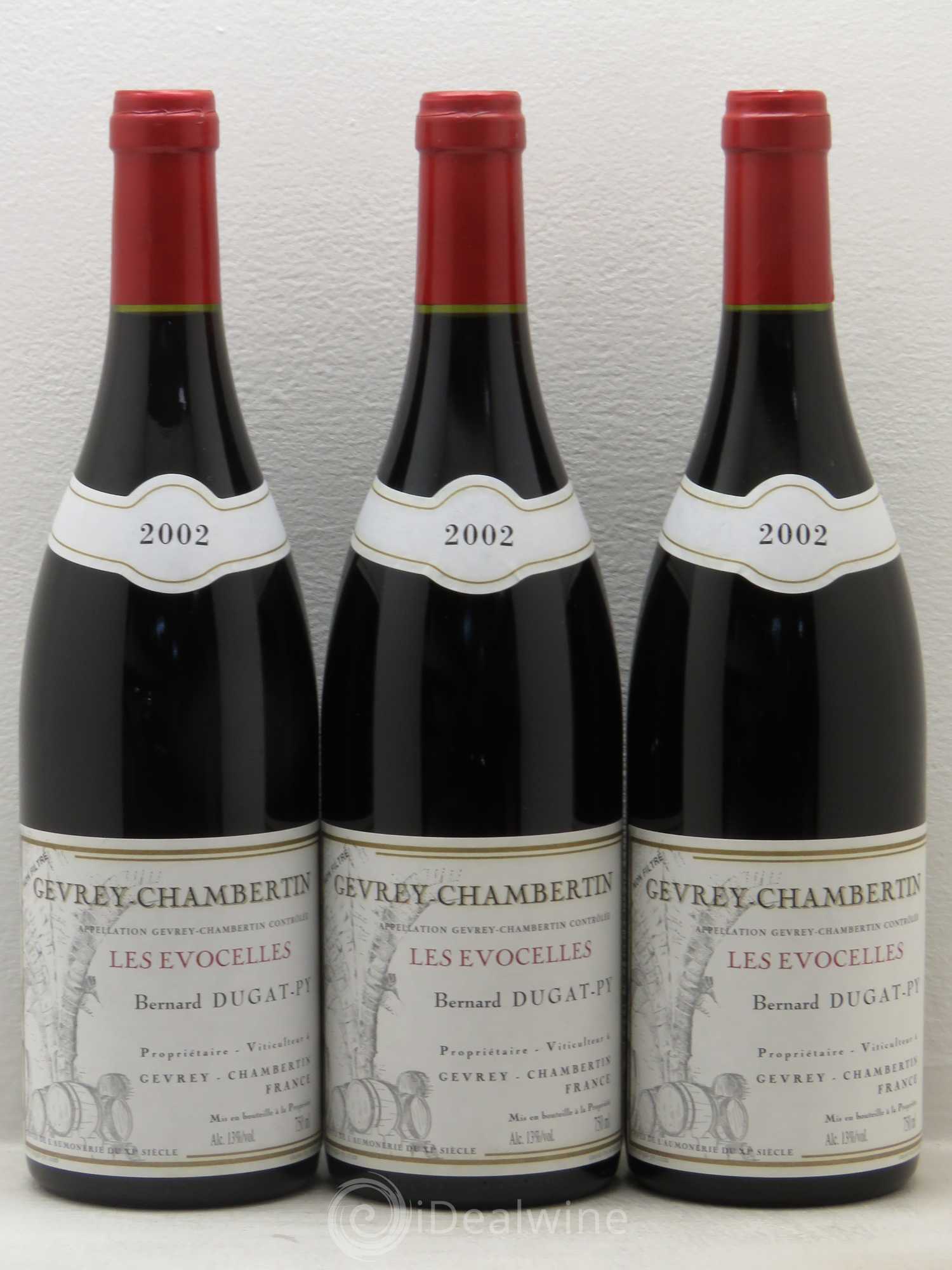 Gevrey-Chambertin Les Evocelles Vieilles Vignes Dugat-Py 2002 - Lot de 3 bouteilles - 0