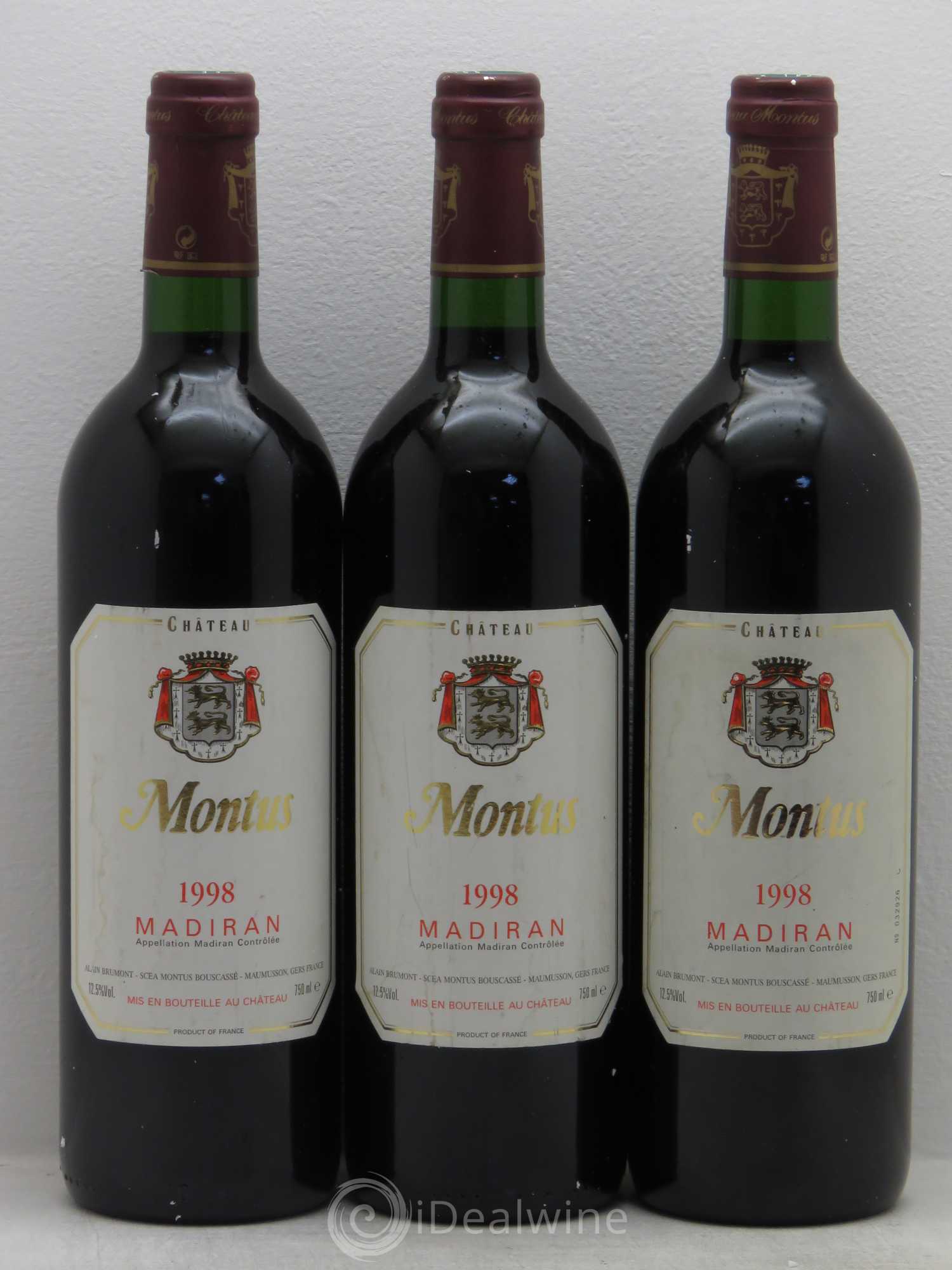 Madiran Château Montus Alain Brumont 1998 - Lot de 3 bouteilles - 0