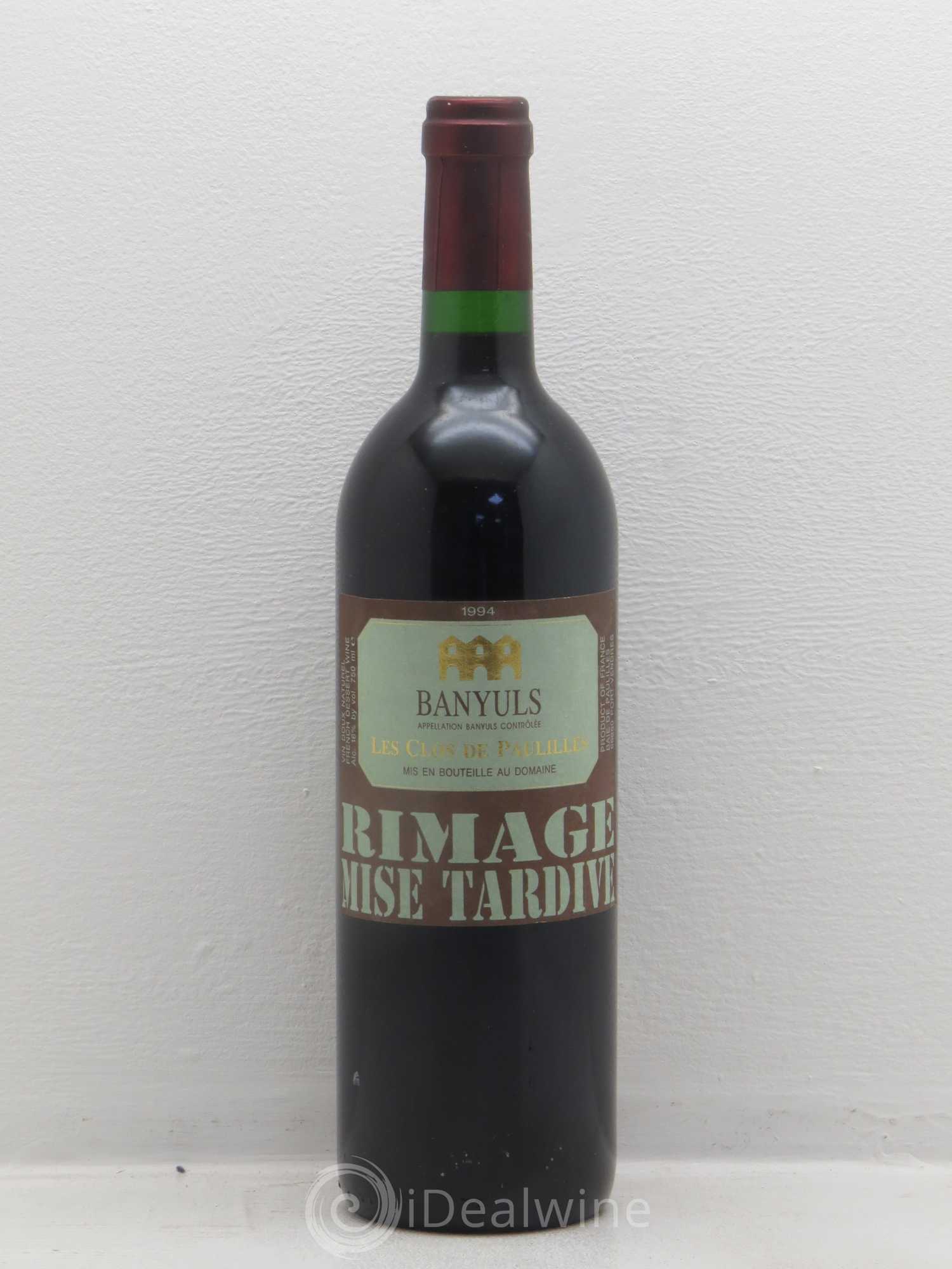 Banyuls Rimage mise tardive Clos de Paulilles 1994 - Posten von 1 Flasche - 0