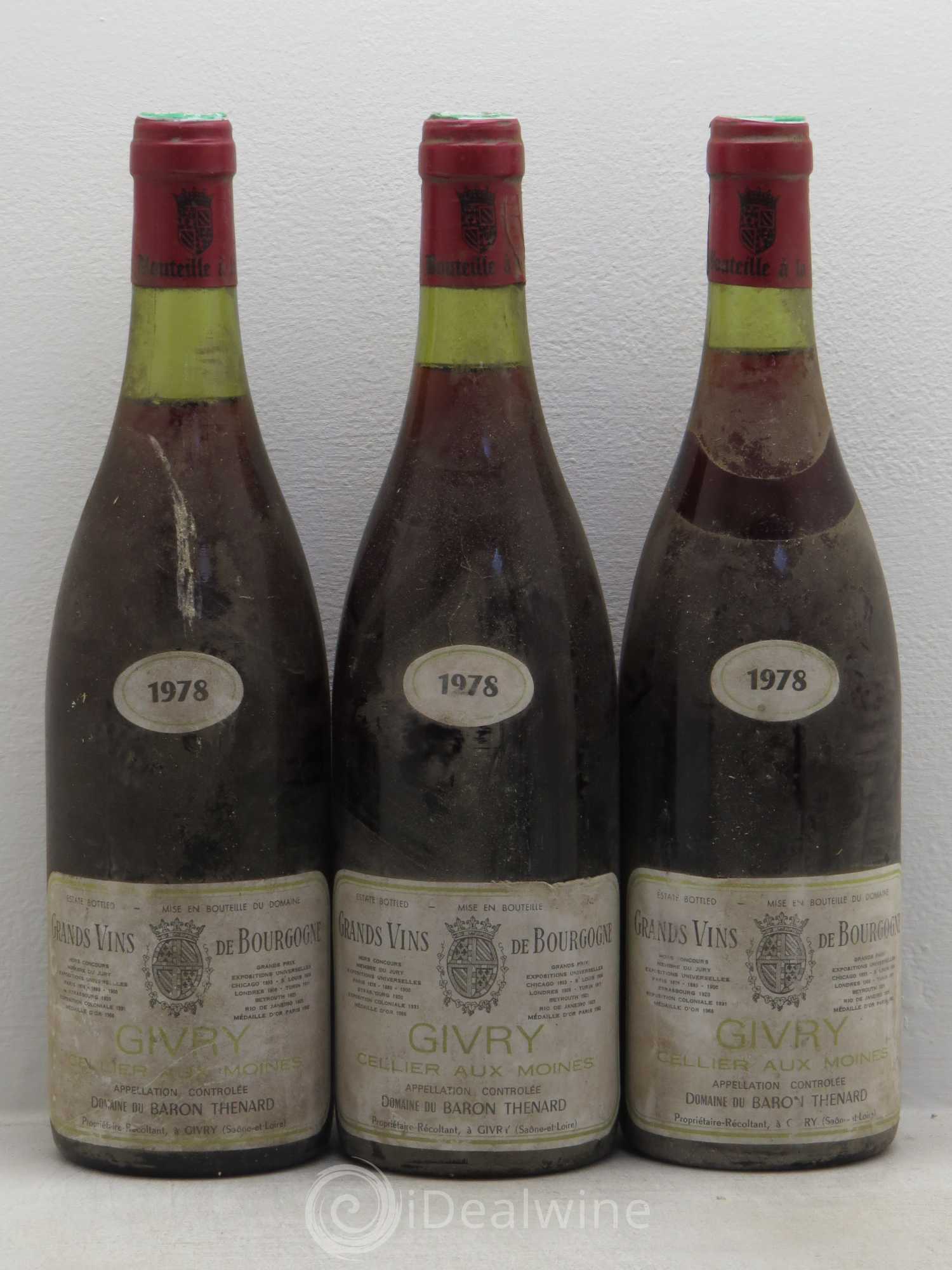 Givry 1er Cru Cellier aux Moines Domaine du Baron Thenard 1978 - Posten von 3 Flaschen - 0