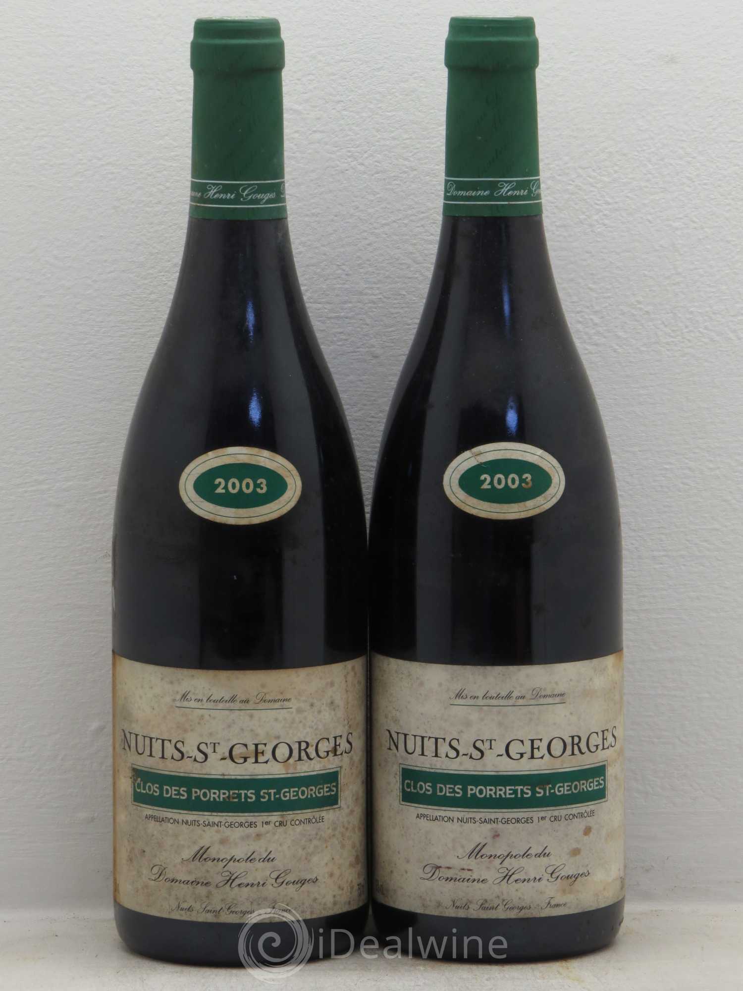 Nuits-Saint-Georges 1er Cru Clos des Porrets St Georges Henri Gouges 2003 - Lot de 2 bouteilles - 0
