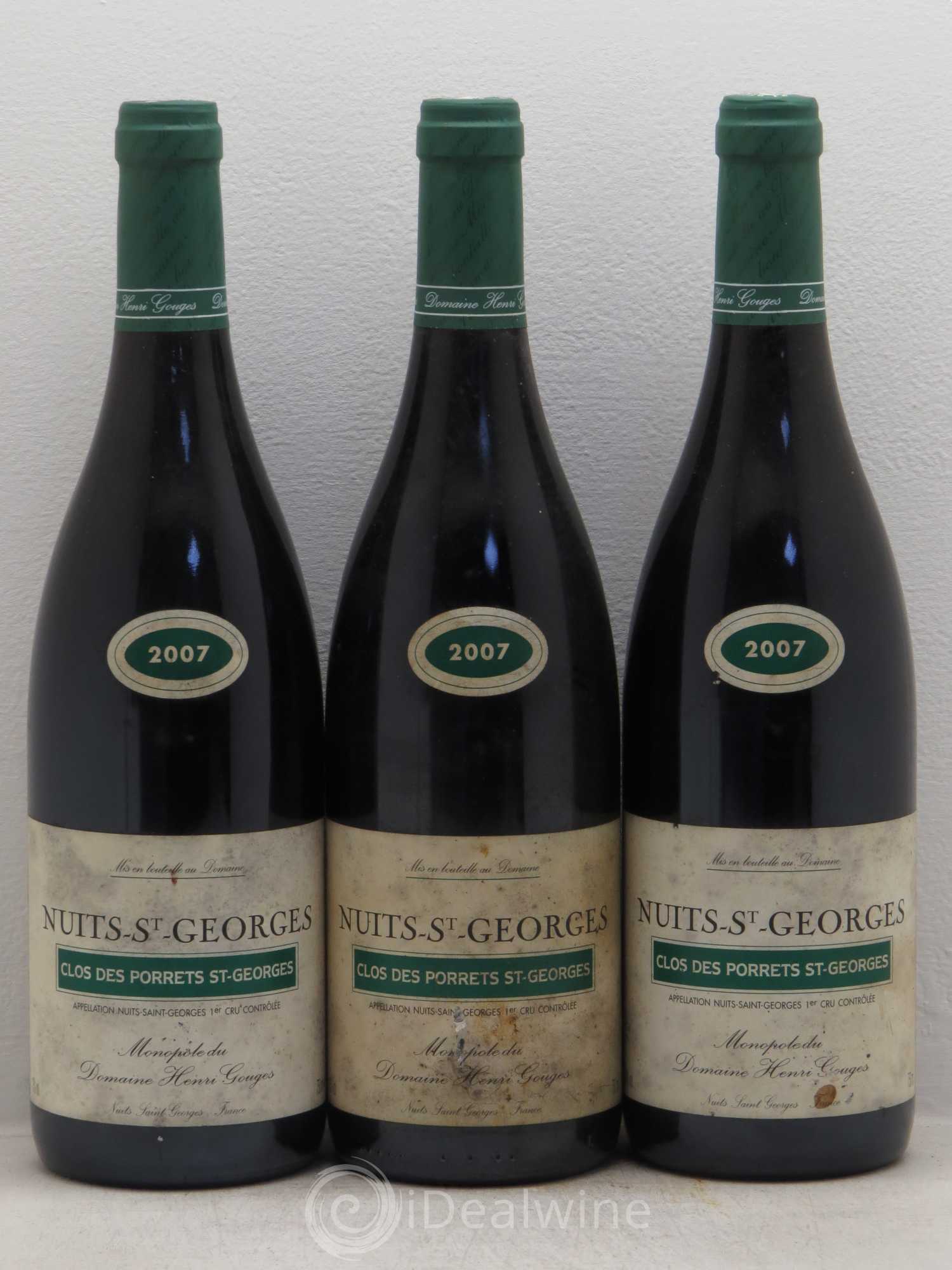 Nuits-Saint-Georges 1er Cru Clos des Porrets St Georges Henri Gouges 2007 - Posten von 3 Flaschen - 0