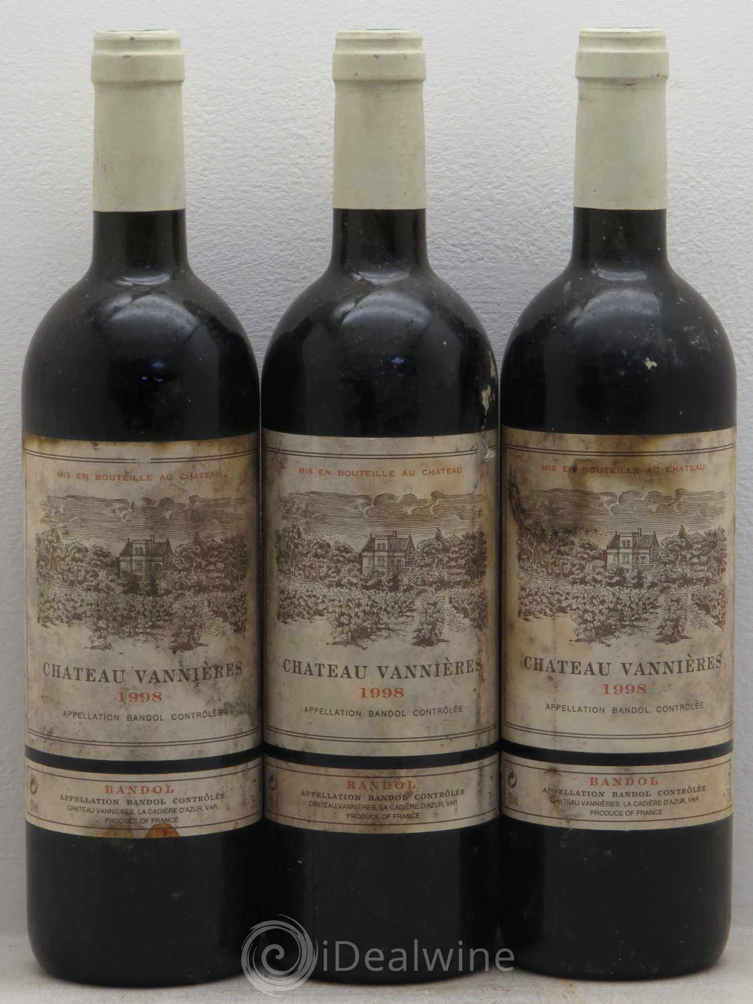 Bandol Château Vannières Éric et Charles-Éric Boisseaux 1998 - Lot de 3 bouteilles - 0