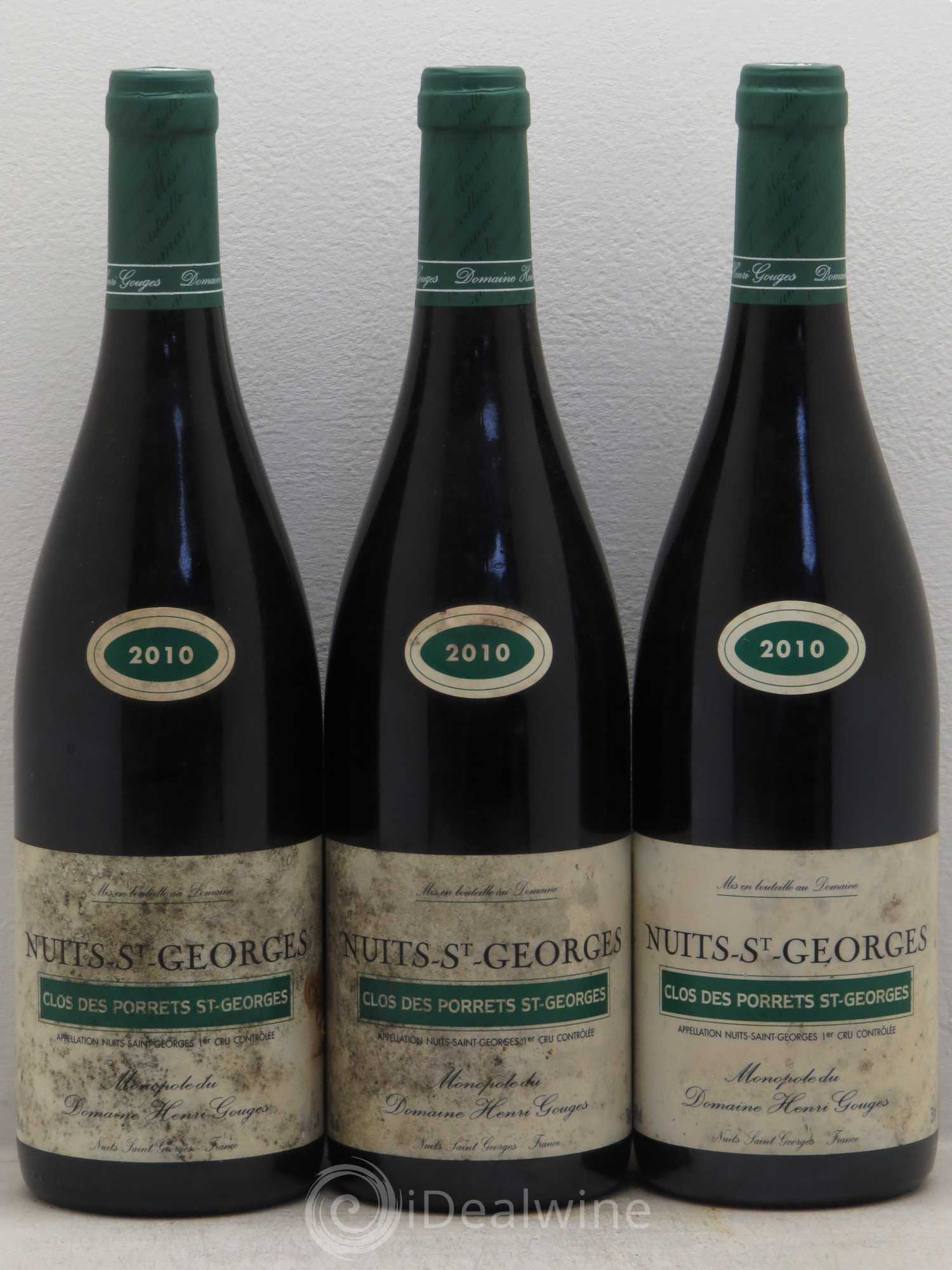 Nuits-Saint-Georges 1er Cru Clos des Porrets St Georges Henri Gouges 2010 - Lot de 3 bouteilles - 0