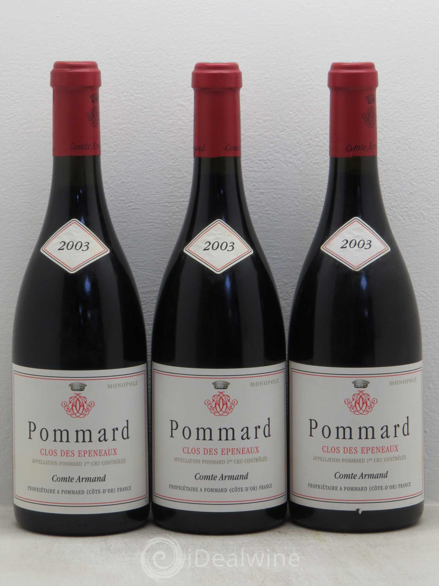 Pommard 1er Cru Clos des Epeneaux Comte Armand 2003 - Lot de 3 bouteilles - 0