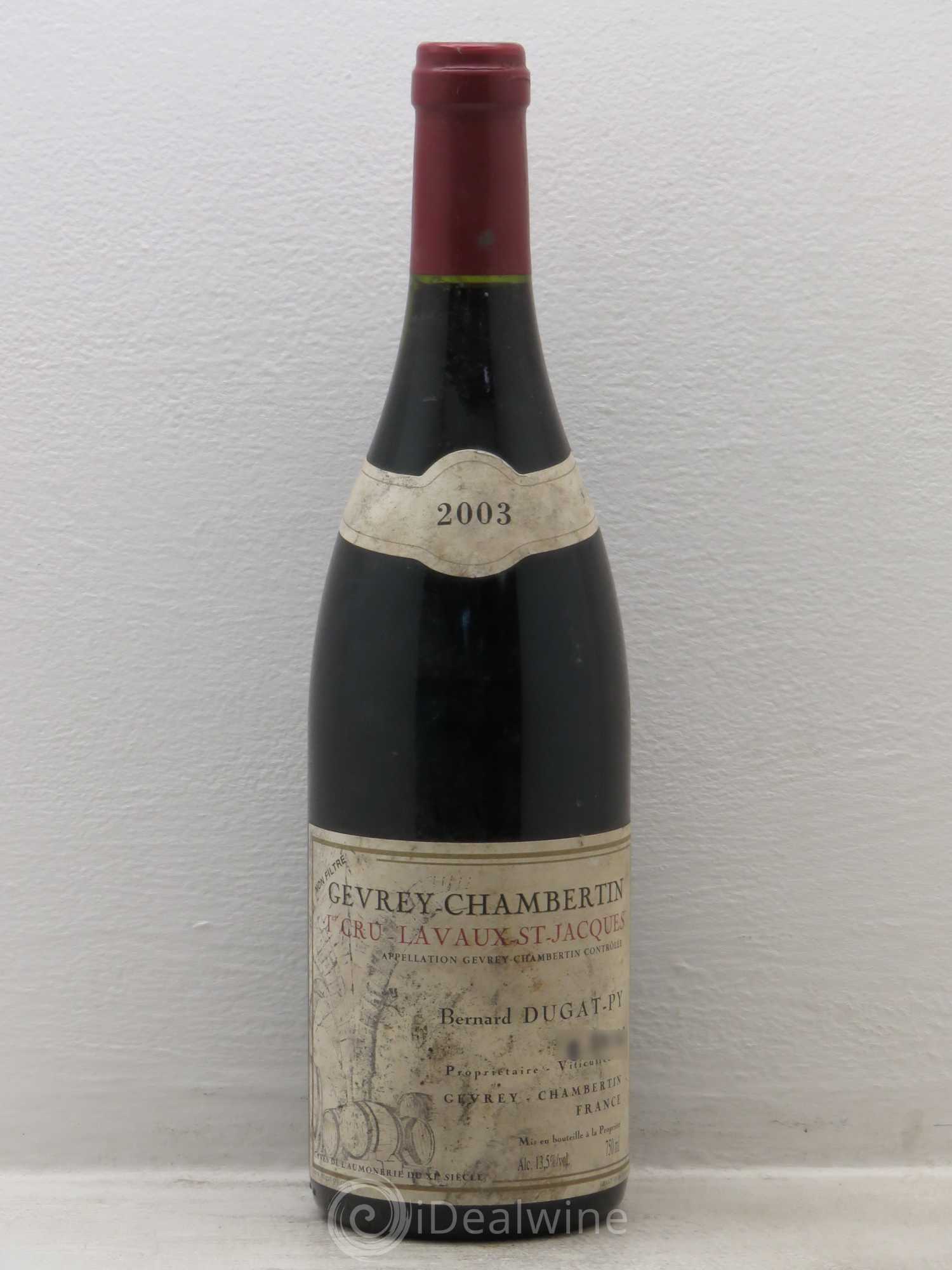 Gevrey-Chambertin 1er Cru Lavaux Saint Jacques Dugat-Py 2003 - Lot de 1 bouteille - 0