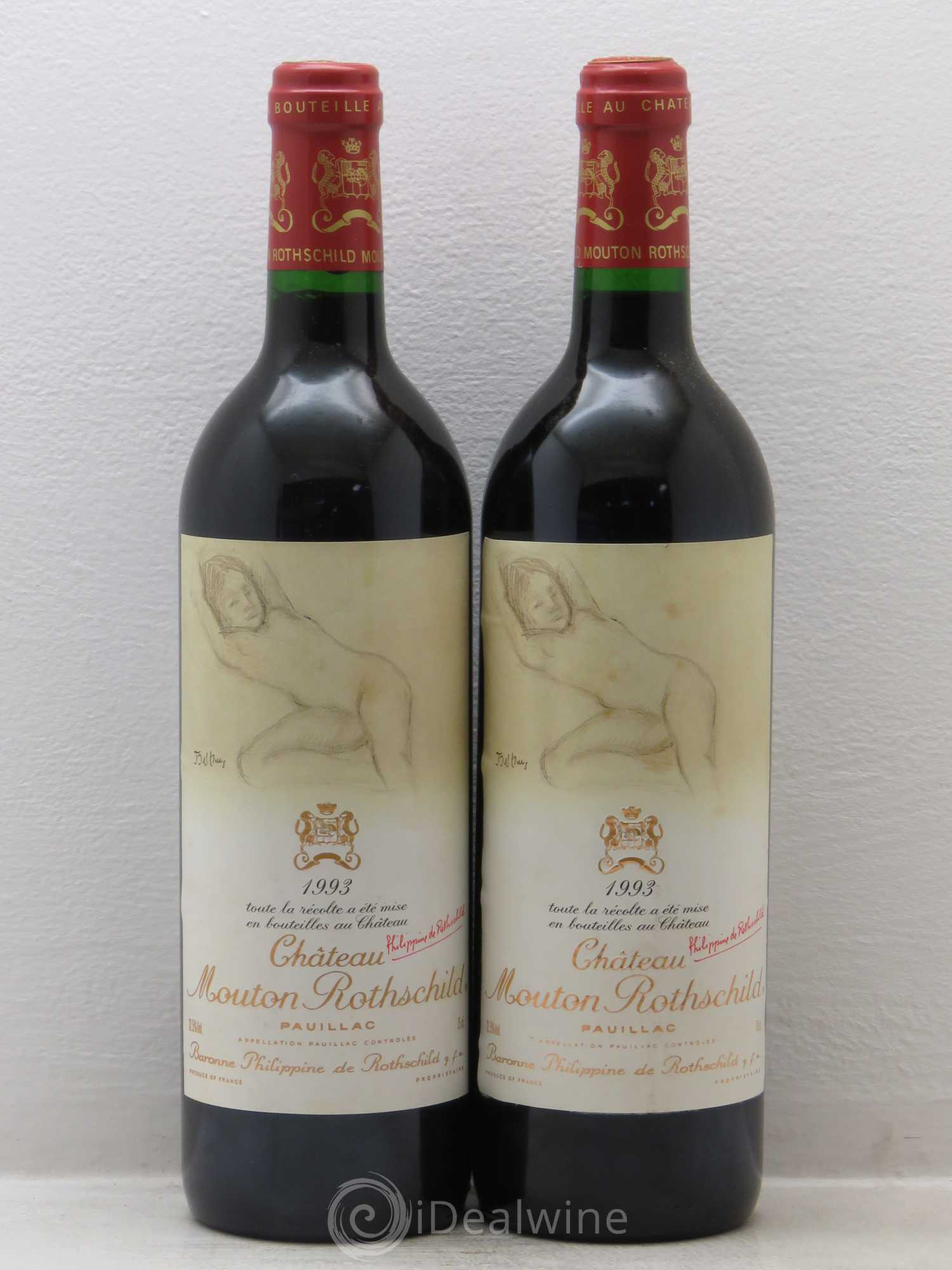 Château Mouton Rothschild 1er Grand Cru Classé 1993 - Lot de 2 bouteilles - 0
