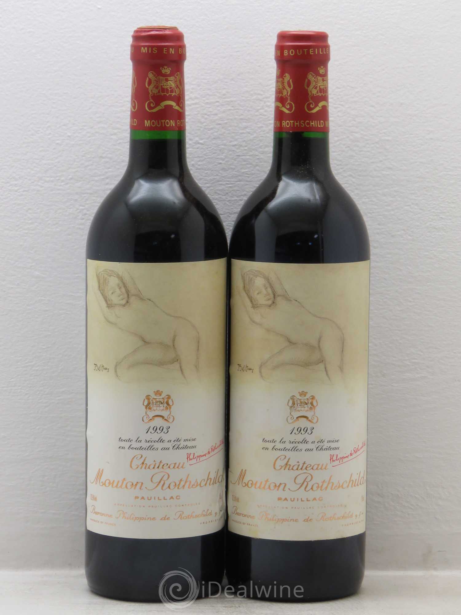 Château Mouton Rothschild 1er Grand Cru Classé 1993 - Lot de 2 bouteilles - 0