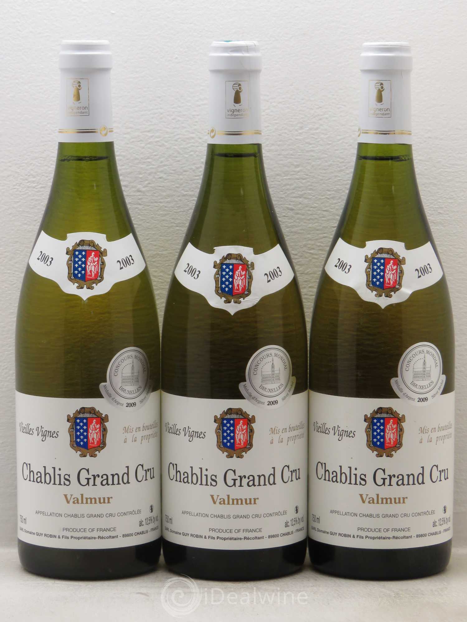 Chablis Grand Cru Guy Robin Vieilles Vignes 2003 - Posten von 3 Flaschen - 0