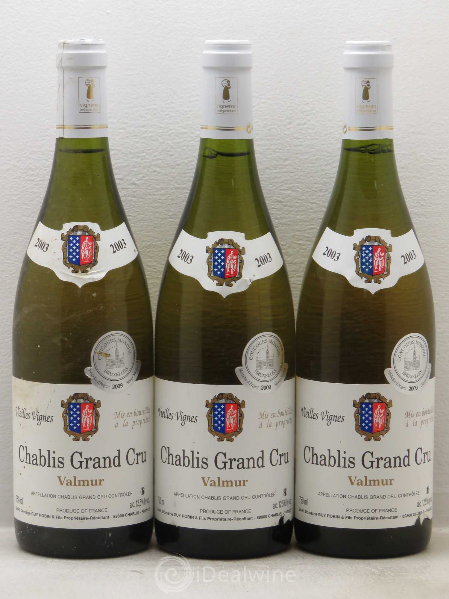 Chablis Grand Cru Guy Robin Vieilles Vignes 2003 - Posten von 3 Flaschen - 0
