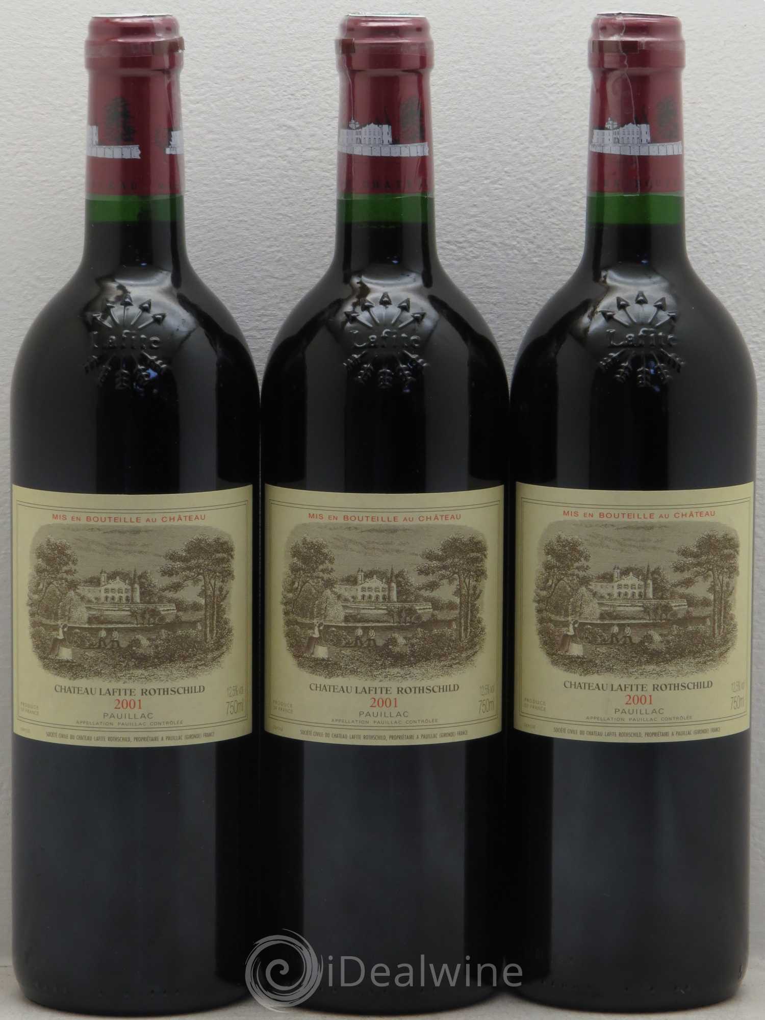 Château Lafite Rothschild 1er Grand Cru Classé 2001 - Lot de 3 bouteilles - 0