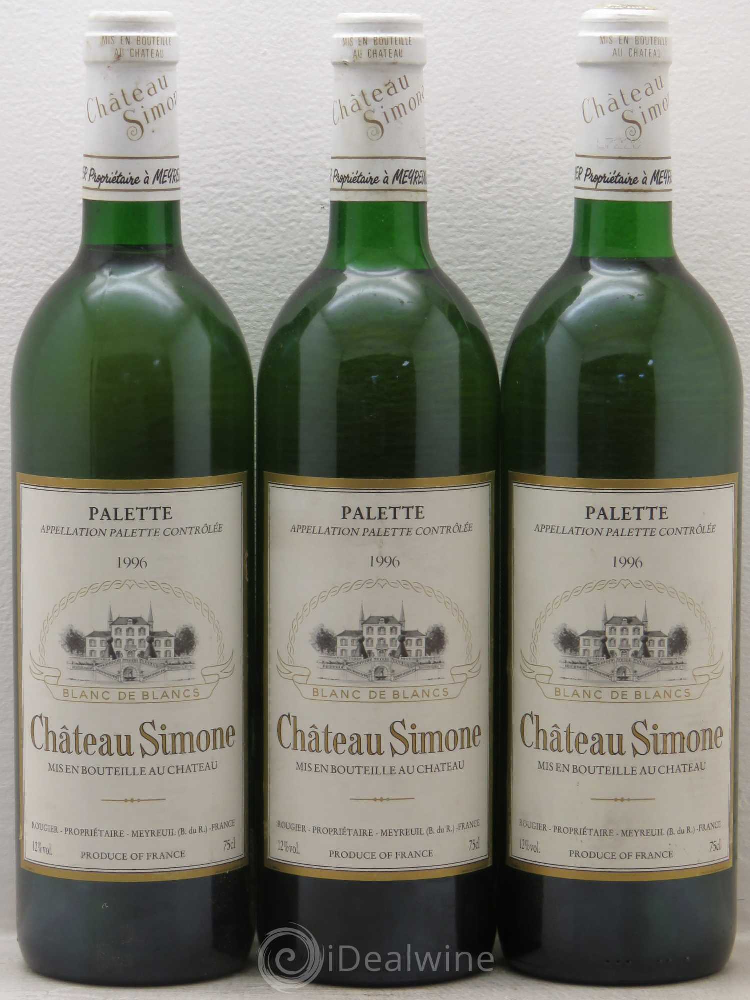 Palette Château Simone Famille Rougier 1996 - Lot de 3 bouteilles - 0