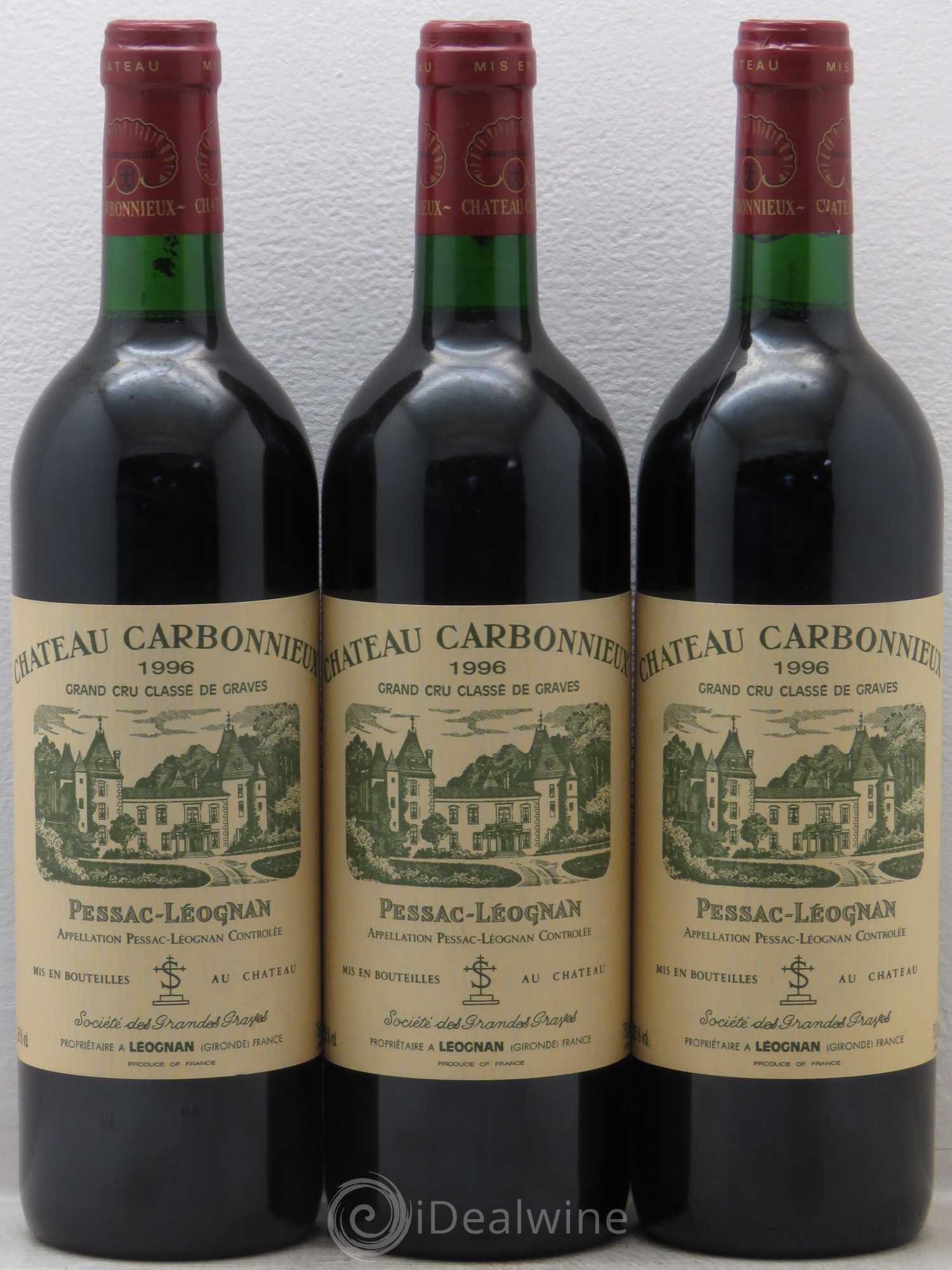 Château Carbonnieux Cru Classé de Graves 1996 - Lot de 3 bouteilles - 0