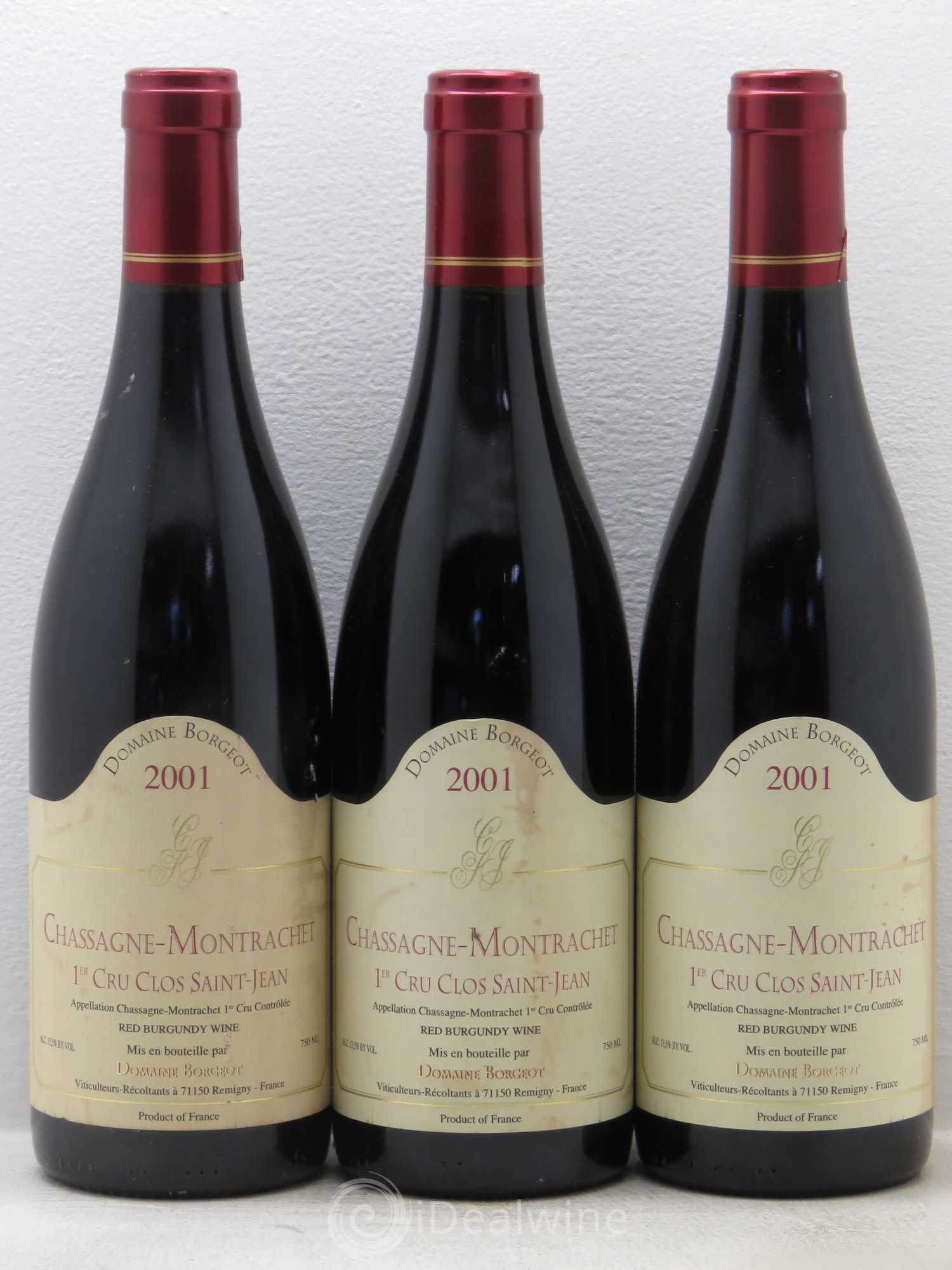Chassagne-Montrachet 1er Cru Domaine Borgeot 2001 - Lot de 3 bouteilles - 0