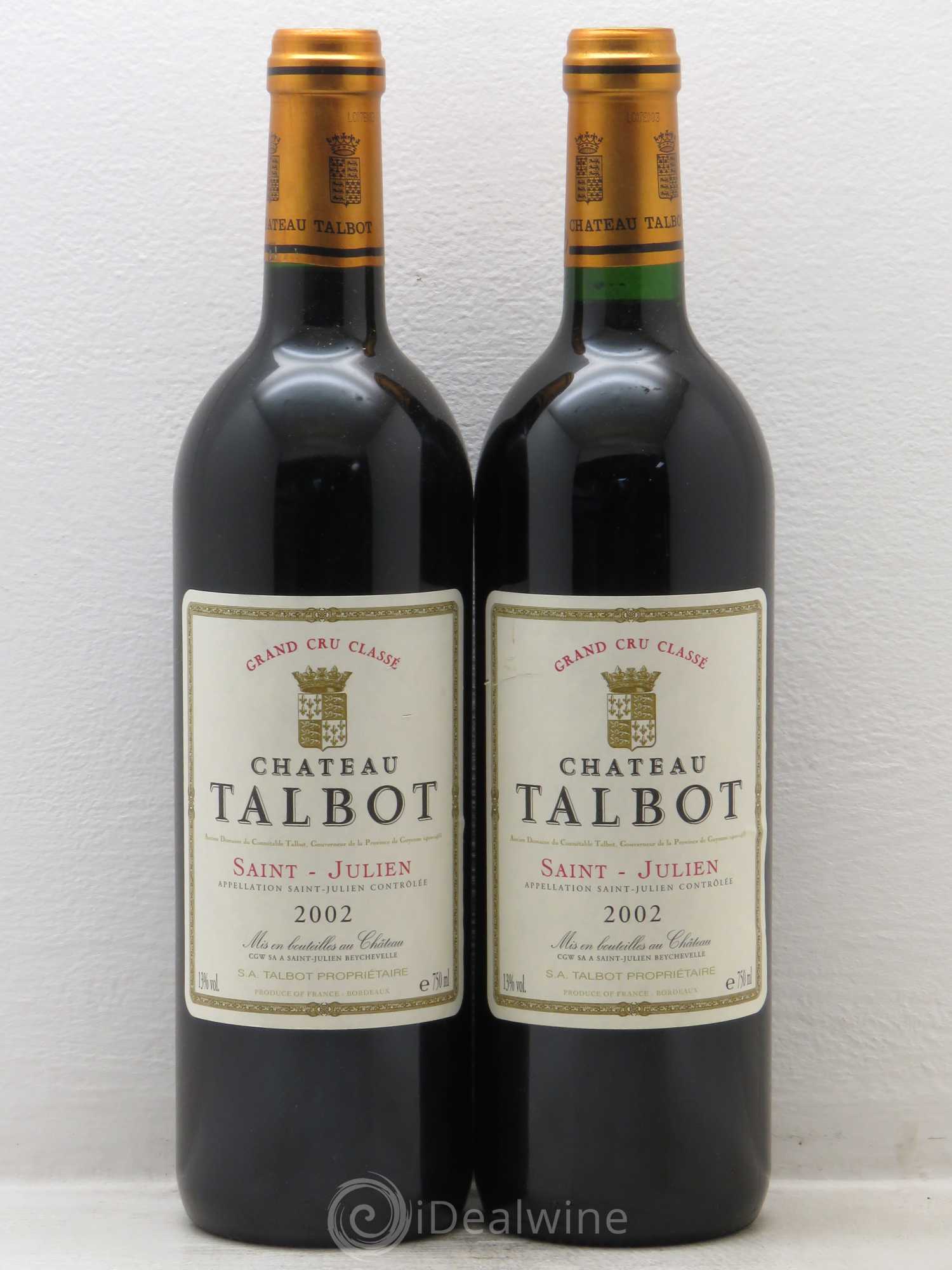 Château Talbot 4ème Grand Cru Classé 2002 - Lot de 2 bouteilles - 0