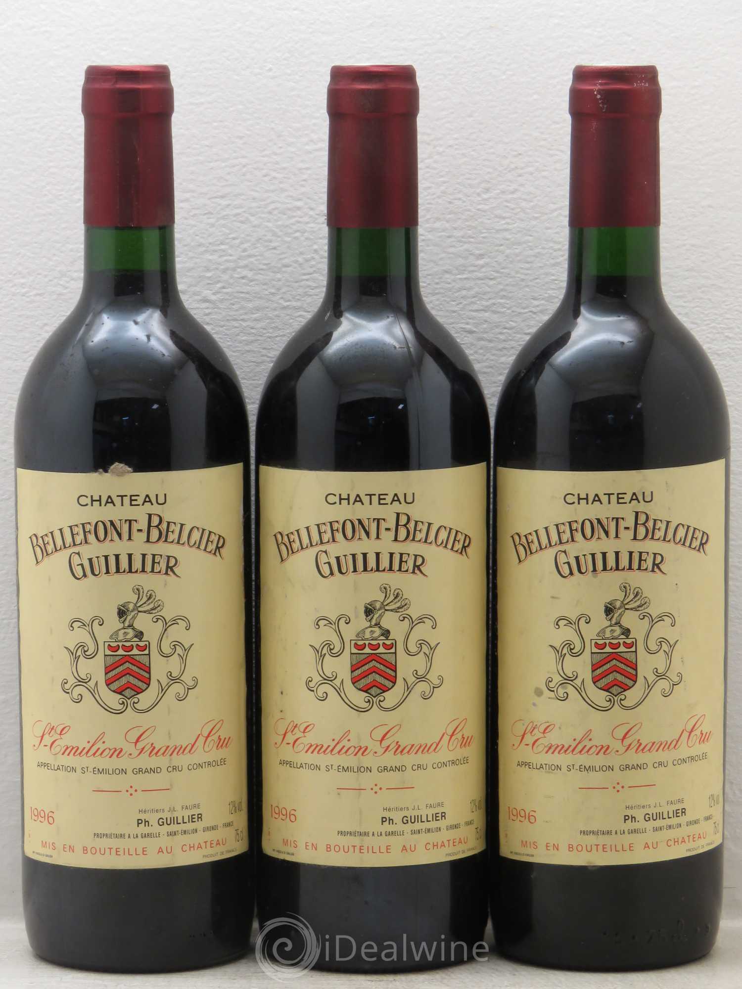 Château Bellefont-Belcier Grand Cru Classé 1996 - Lot de 3 bouteilles - 0