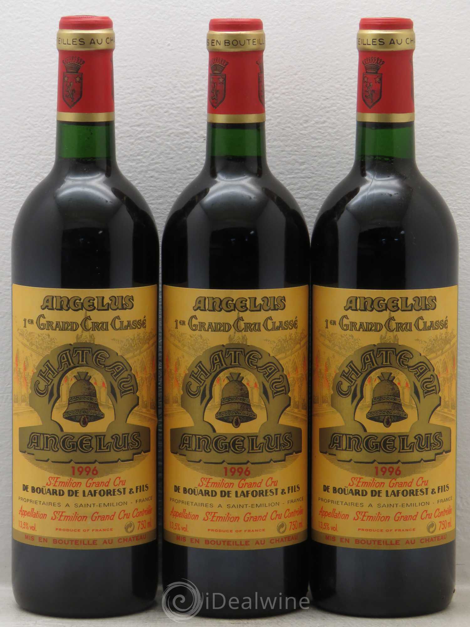 Château Angélus 1er Grand Cru Classé A 1996 - Lot de 3 bouteilles - 0