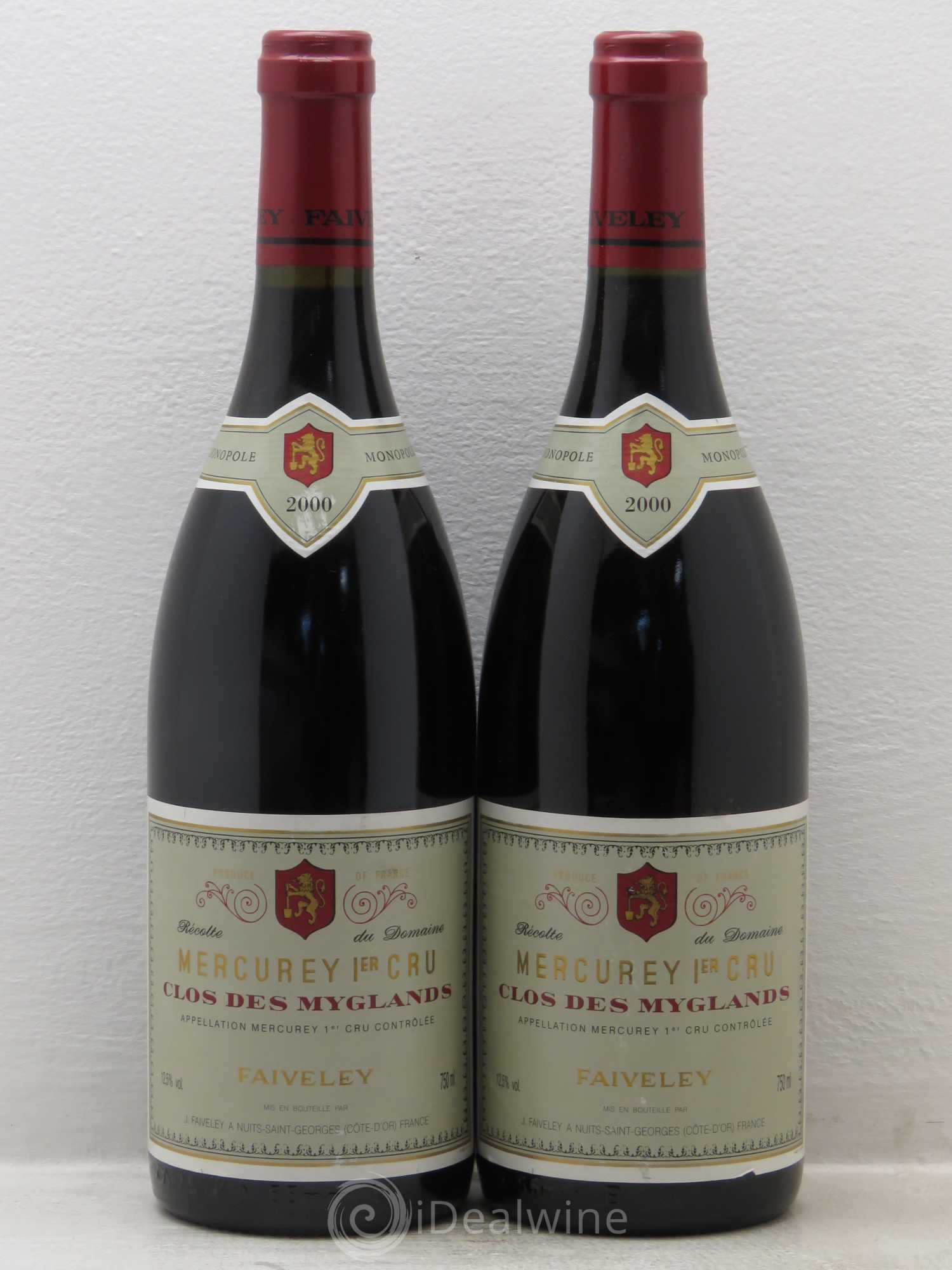 Mercurey 1er Cru Clos des Myglands Domaine de la Framboisière Faiveley 2000 - Lot de 2 bouteilles - 0