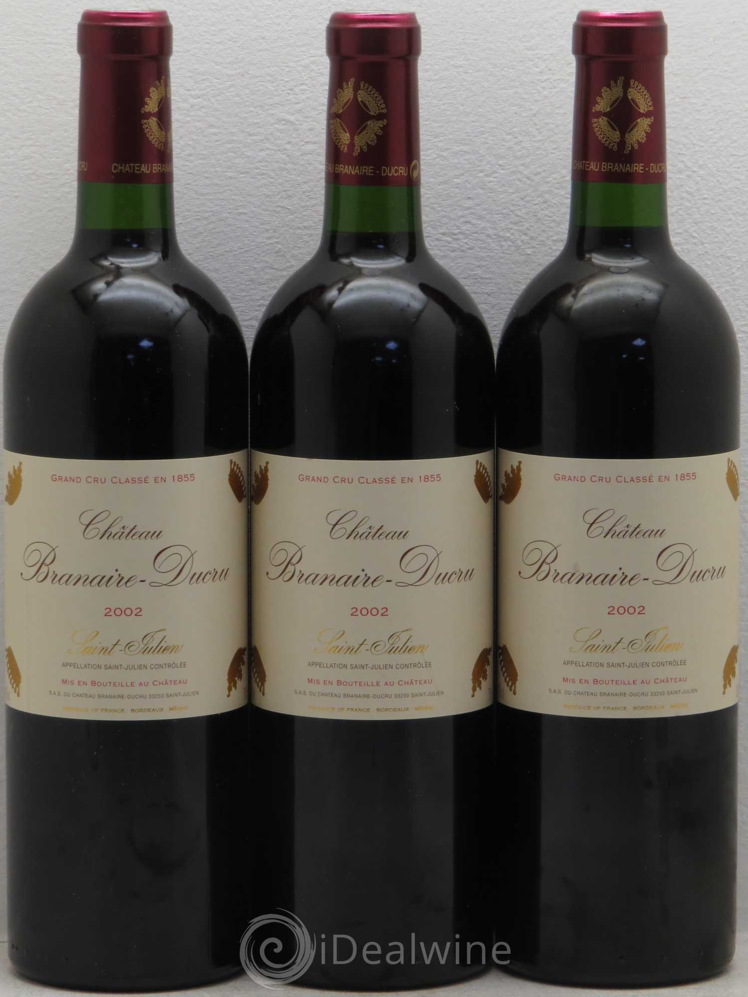 Château Branaire Ducru 4ème Grand Cru Classé 2002 - Lot de 3 bouteilles - 0