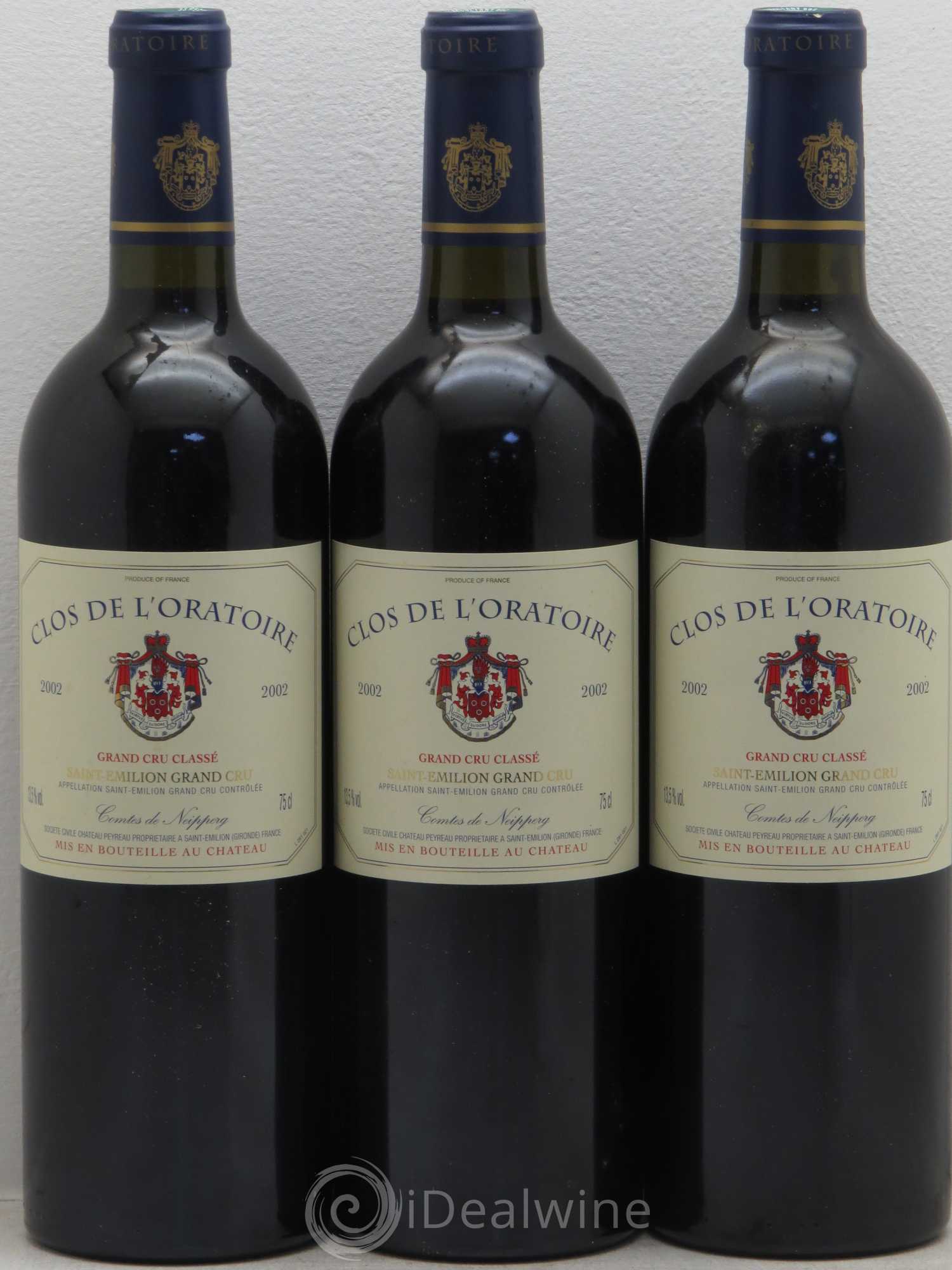 Clos de l'Oratoire Grand Cru Classé 2002 - Lot de 3 bouteilles - 0