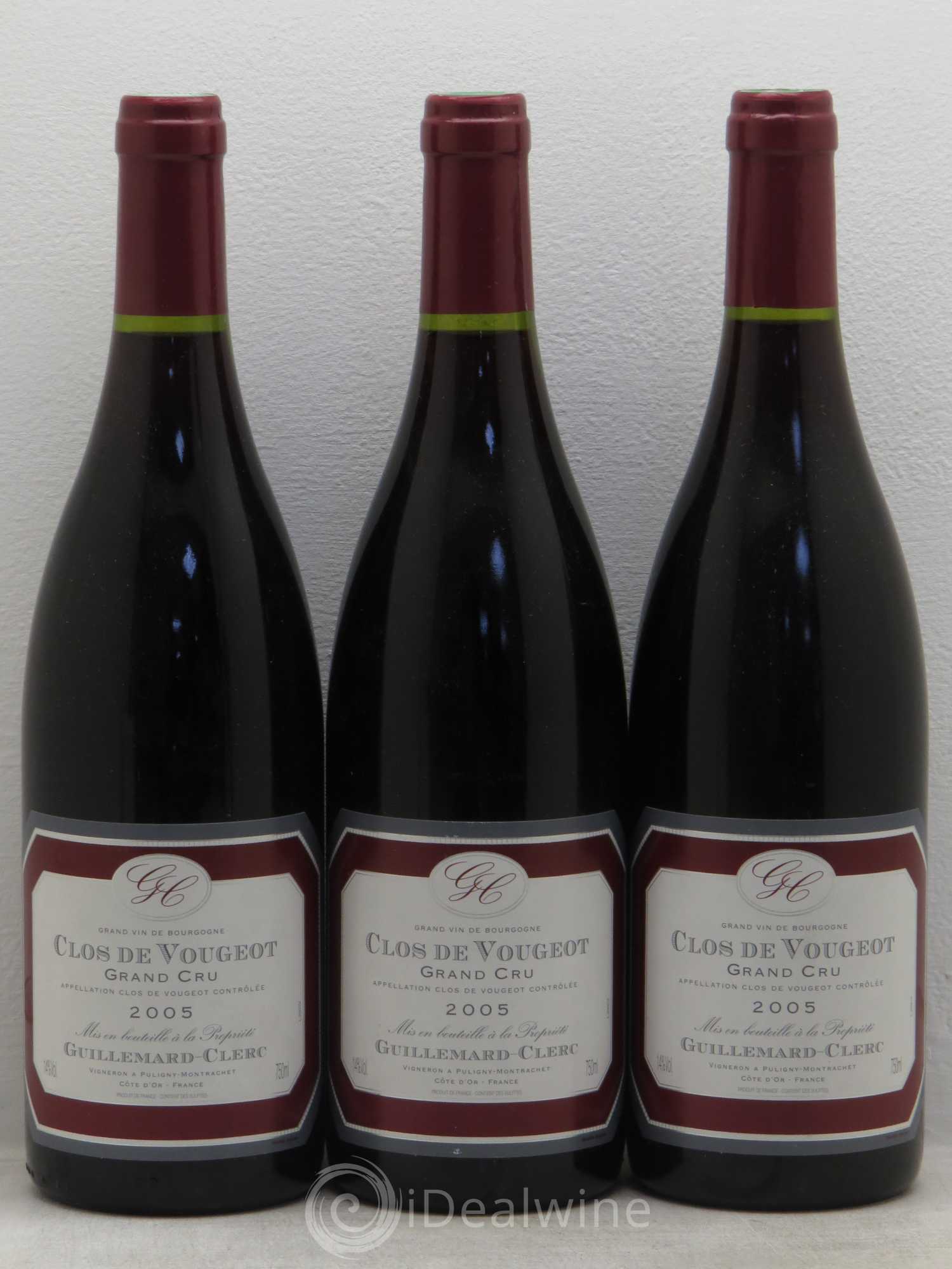 Clos de Vougeot Grand Cru Guillemard Clerc 2005 - Lot de 3 bouteilles - 0
