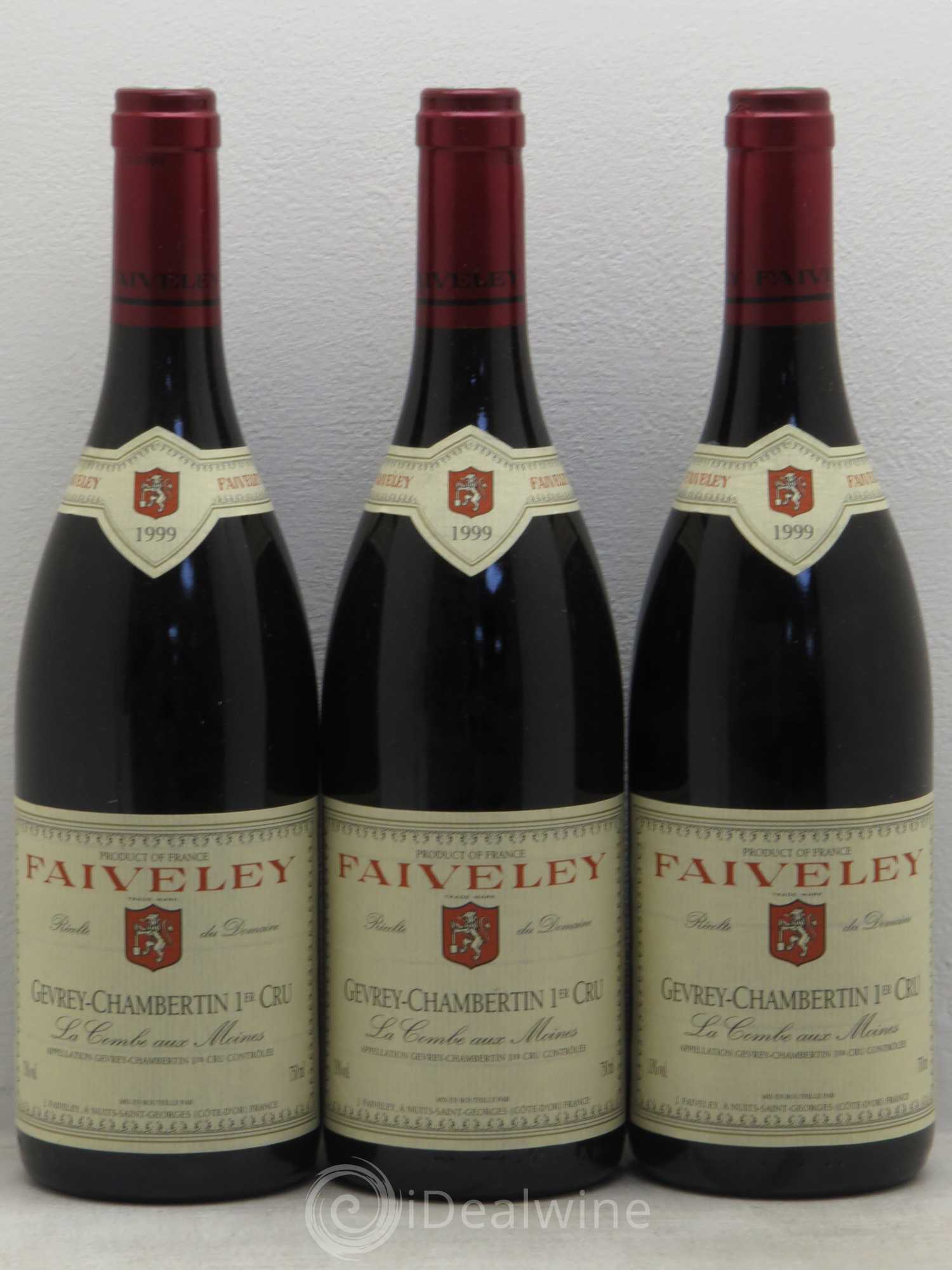Gevrey-Chambertin 1er Cru La Combe aux moines Faiveley 1999 - Lot de 3 bouteilles - 0