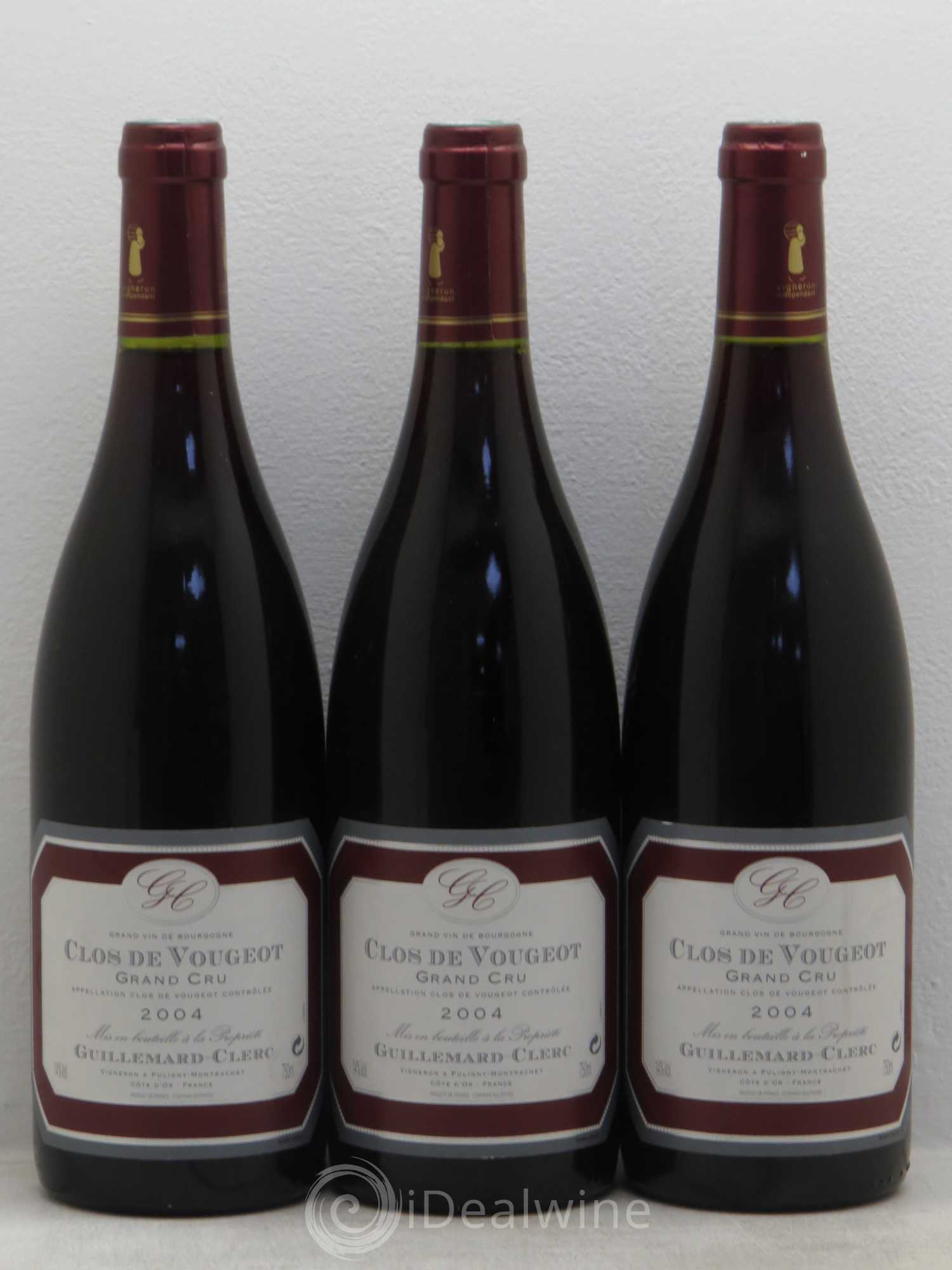 Clos de Vougeot Grand Cru Guillemard Clerc 2004 - Lot de 3 bouteilles - 0