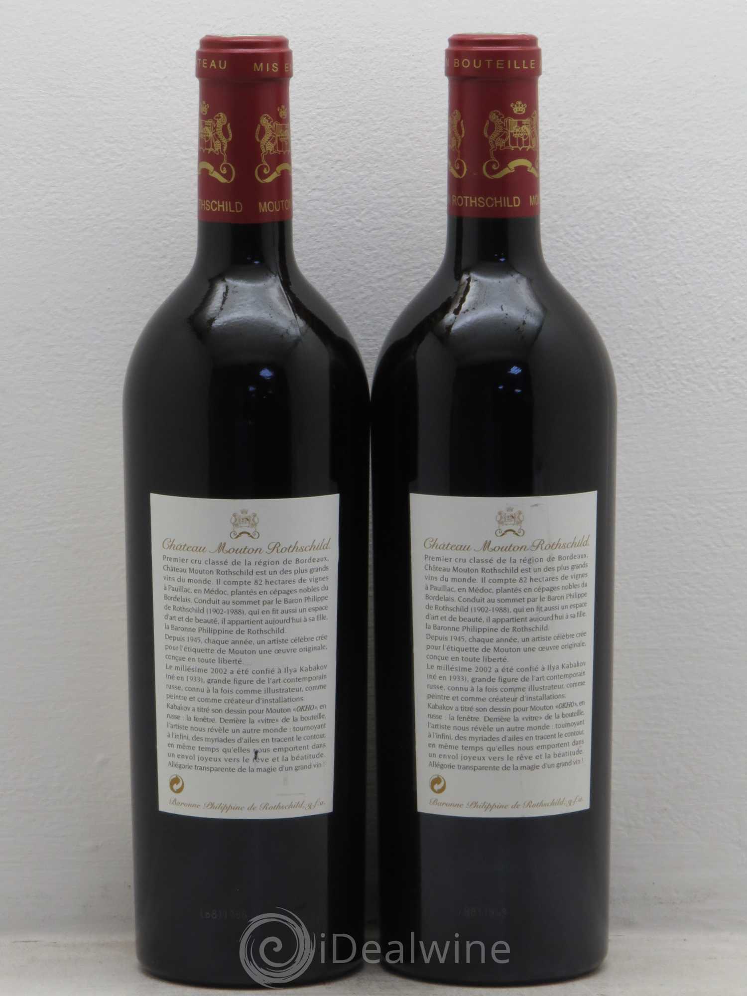 Château Mouton Rothschild 1er Grand Cru Classé 2002 - Lot de 2 bouteilles - 1