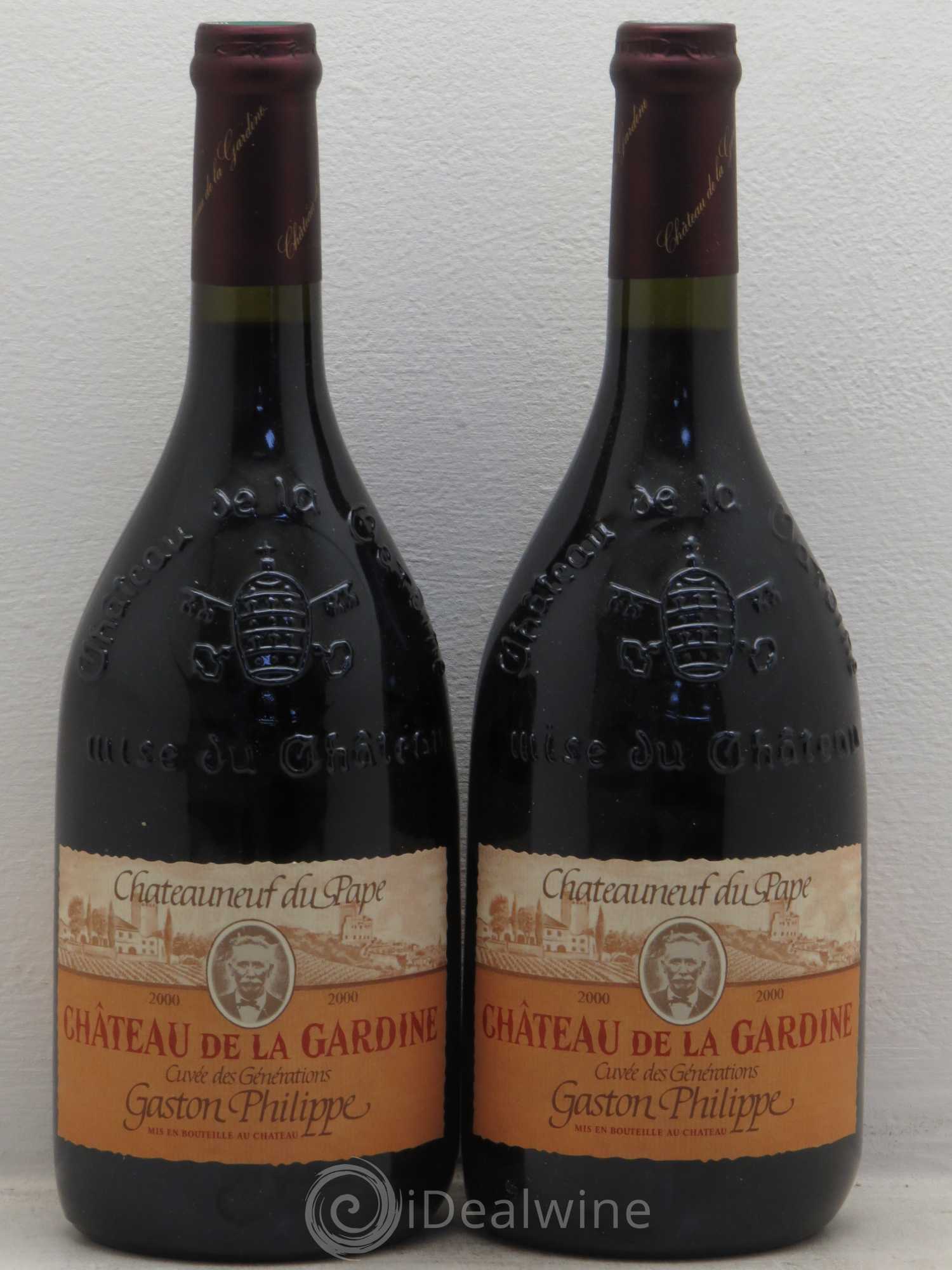 Châteauneuf-du-Pape Château de La Gardine Cuvée des Générations Gaston Philippe Famille Brunel 2000 - Lot de 2 bouteilles - 0