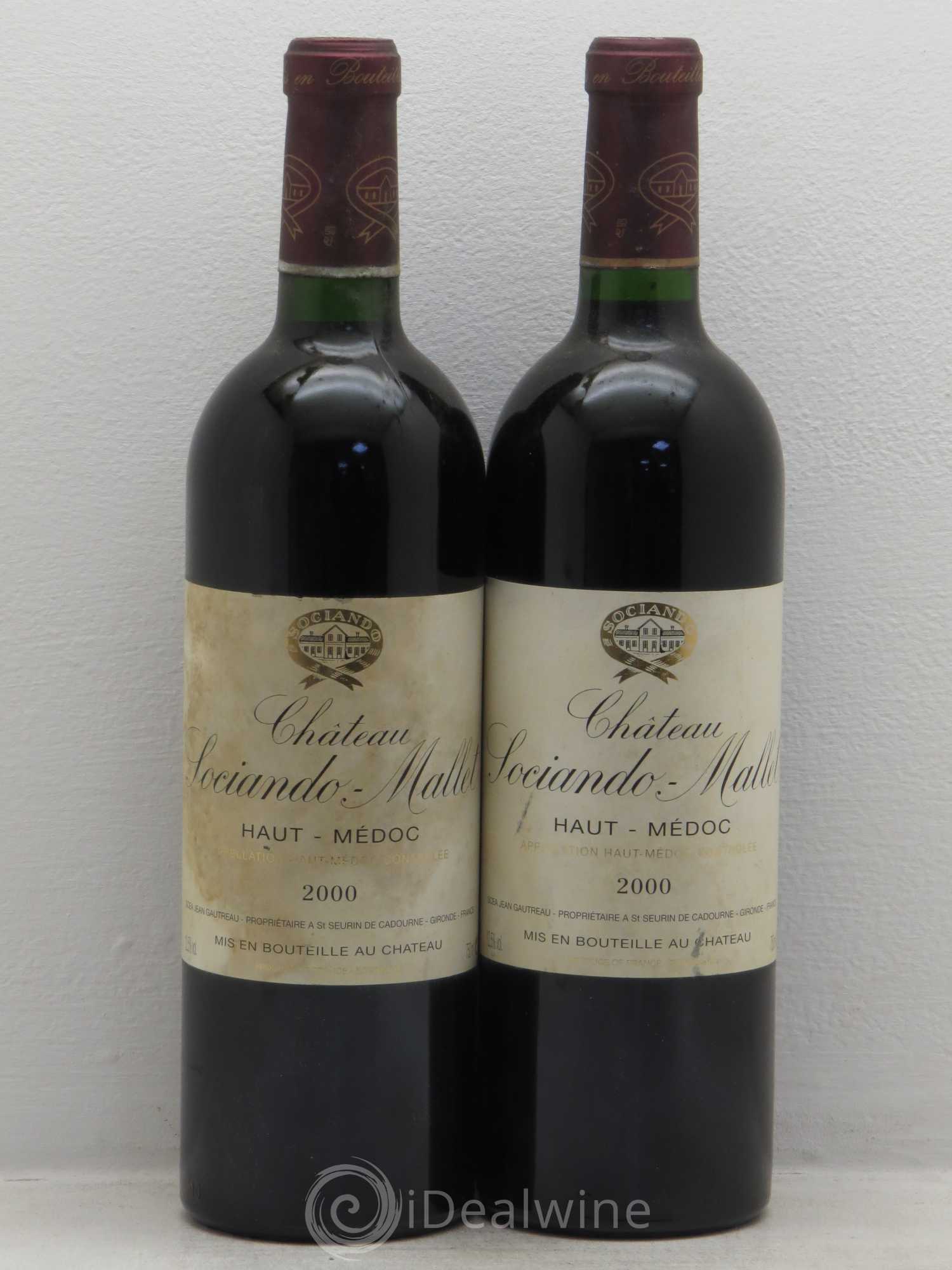 Château Sociando Mallet 2000 - Lot de 2 bouteilles - 0