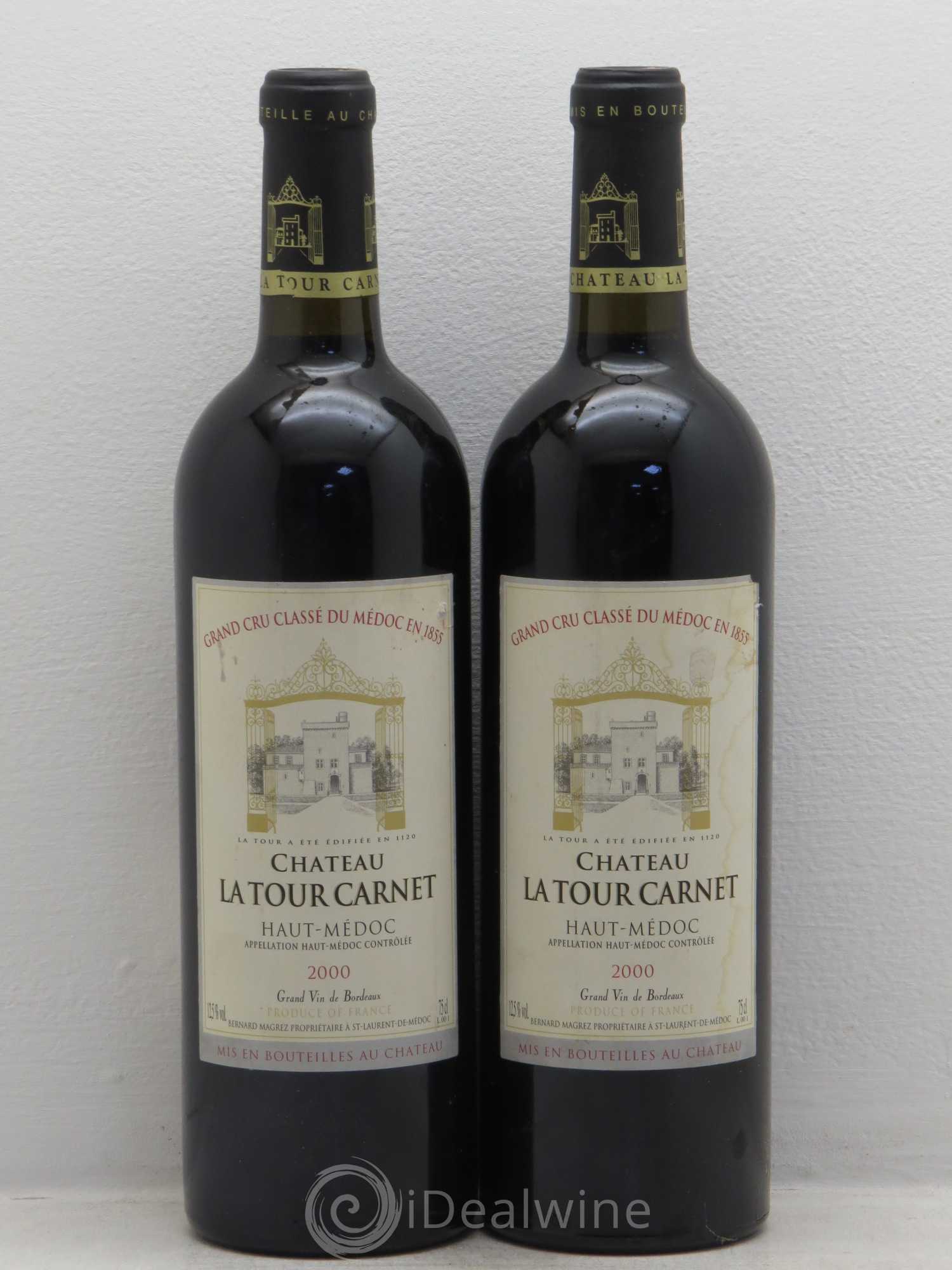 Château la Tour Carnet 4ème Grand Cru Classé 2000 - Lot de 2 bouteilles - 0