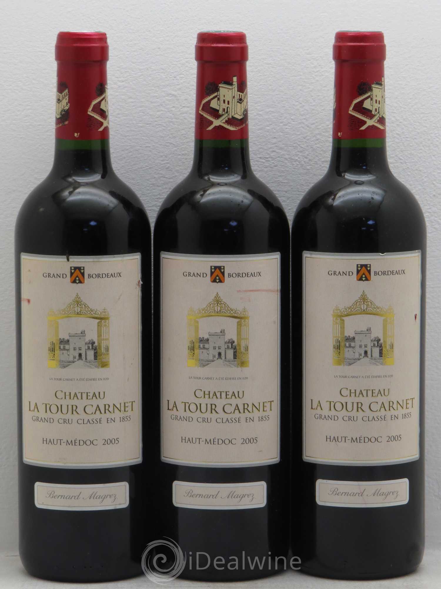 Château la Tour Carnet 4ème Grand Cru Classé 2005 - Lot de 3 bouteilles - 0