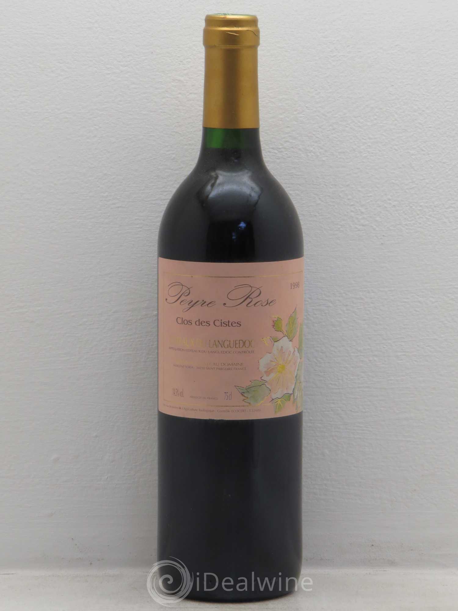Vin de France (anciennement Coteaux du Languedoc) Domaine Peyre Rose Les Cistes Marlène Soria 1998 - Lot de 1 bouteille - 0