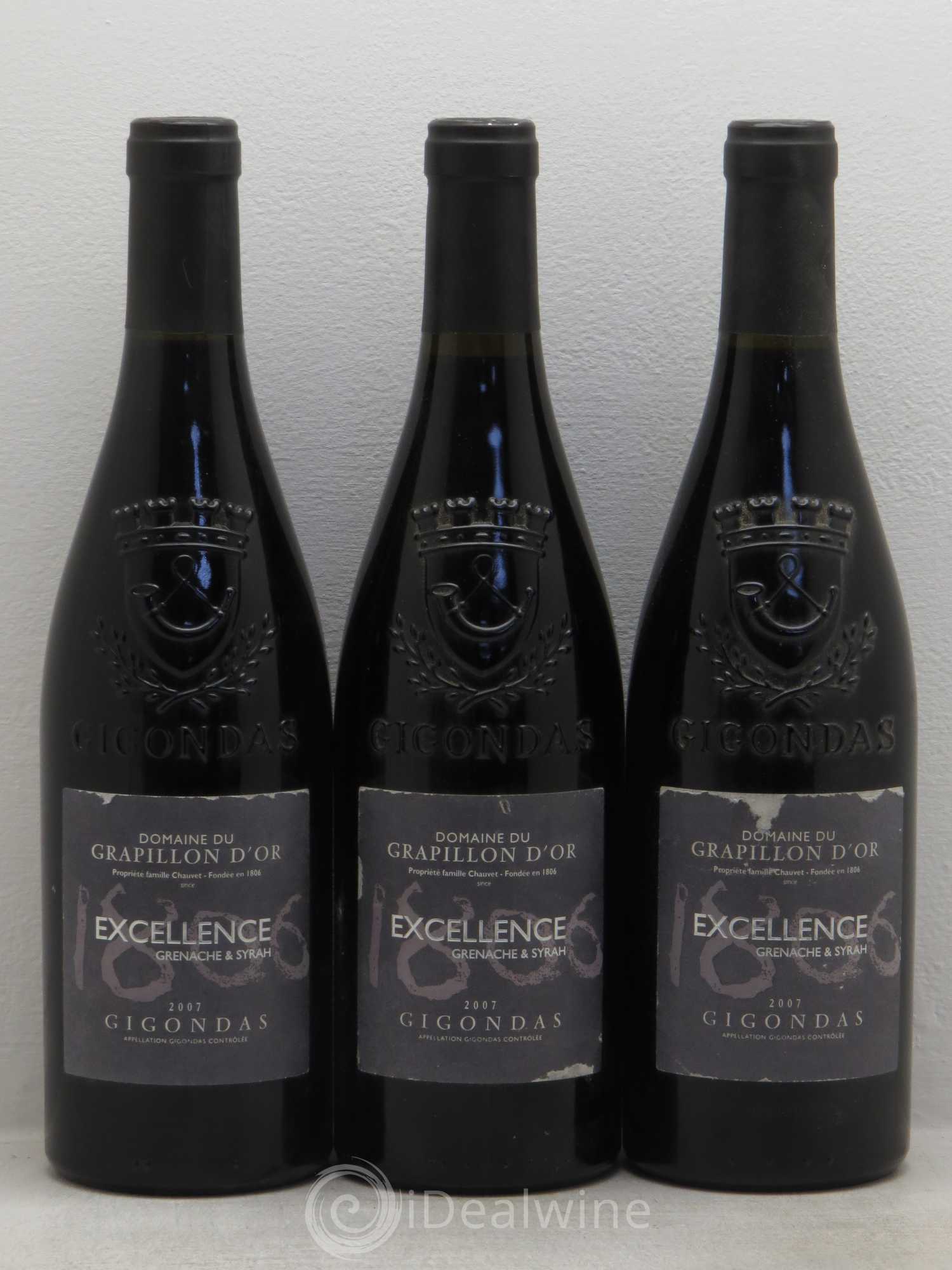 Gigondas Domaine du Grapillon d'Or Excellence Grenache et Syrah 2007 - Posten von 3 Flaschen - 0