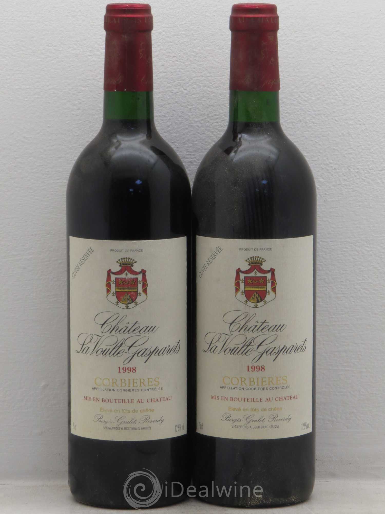 Corbières Château La Voulte-Gasparets Réservée Patrick Reverdy 1998 - Lot de 2 bouteilles - 0