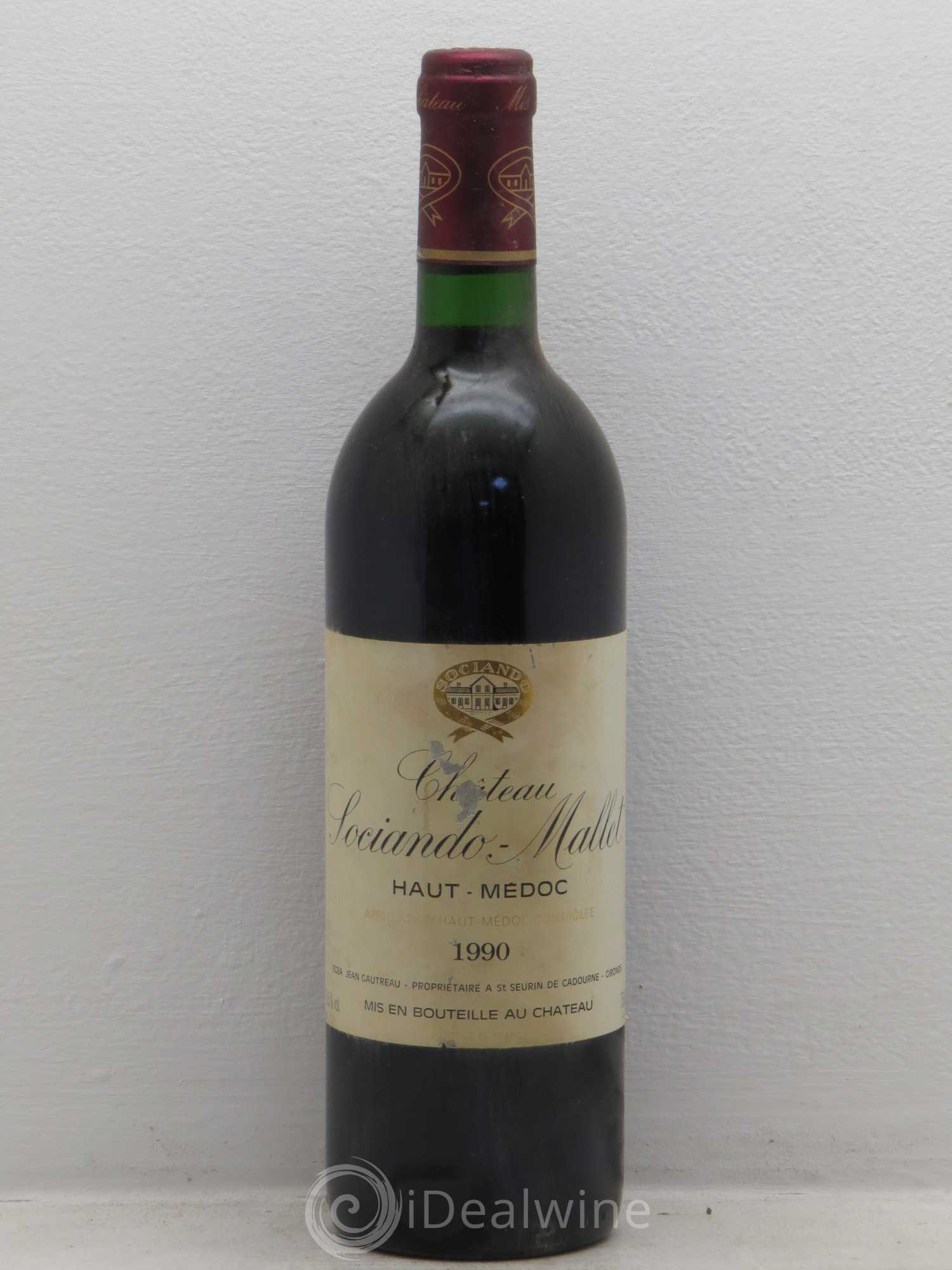 Château Sociando Mallet 1990 - Lot de 1 bouteille - 0