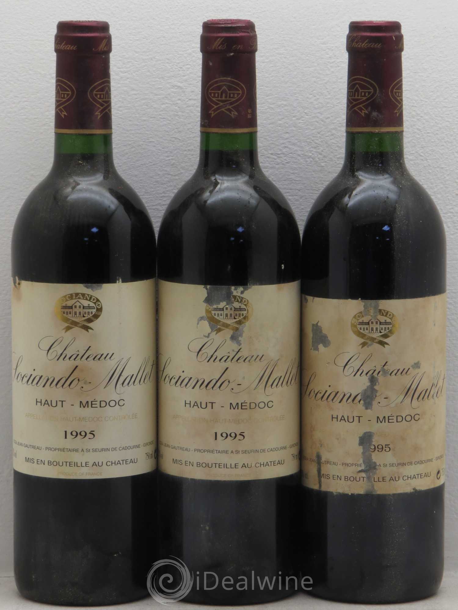 Château Sociando Mallet 1995 - Lot de 3 bouteilles - 0