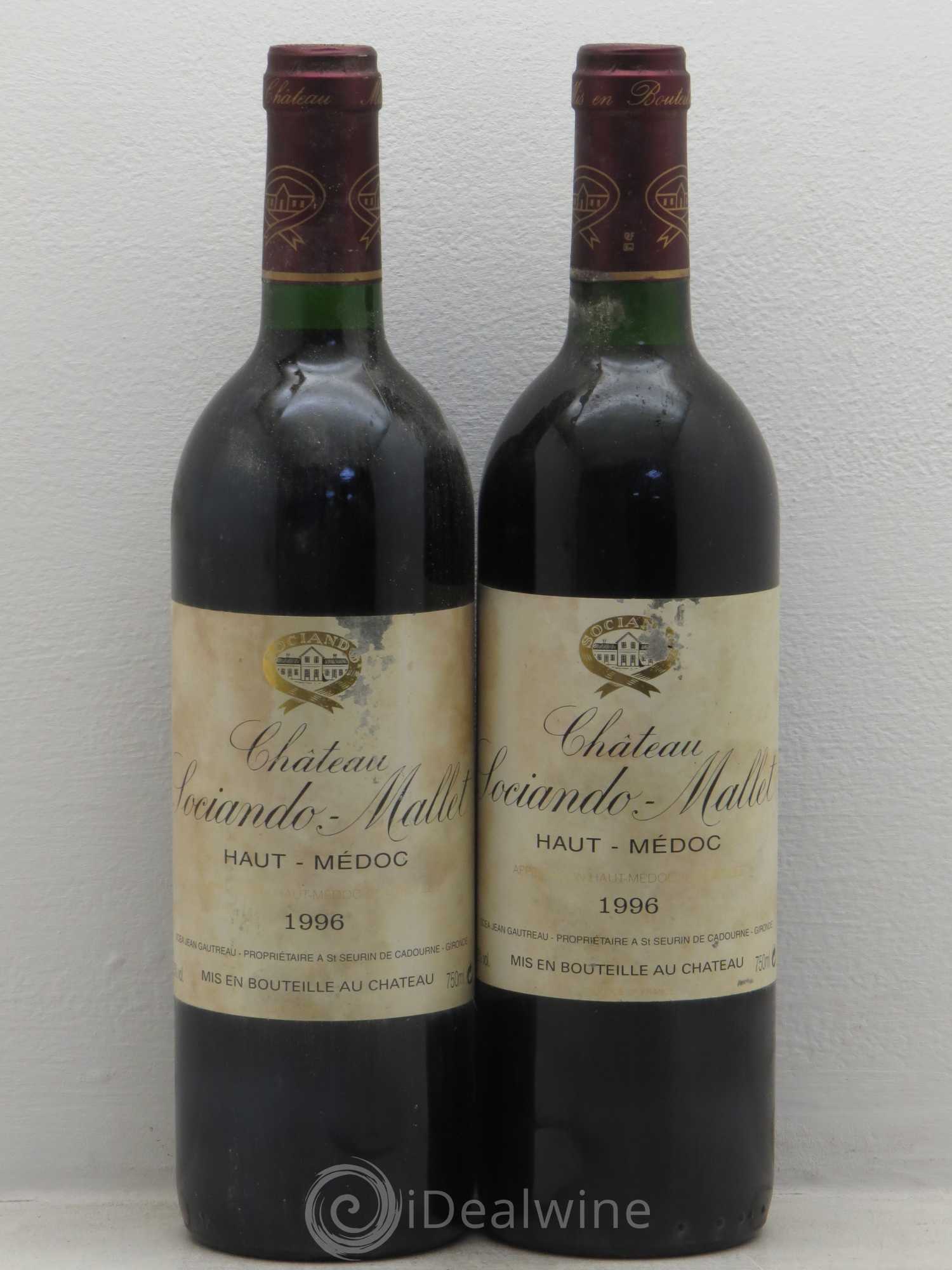 Château Sociando Mallet 1996 - Lot de 2 bouteilles - 0