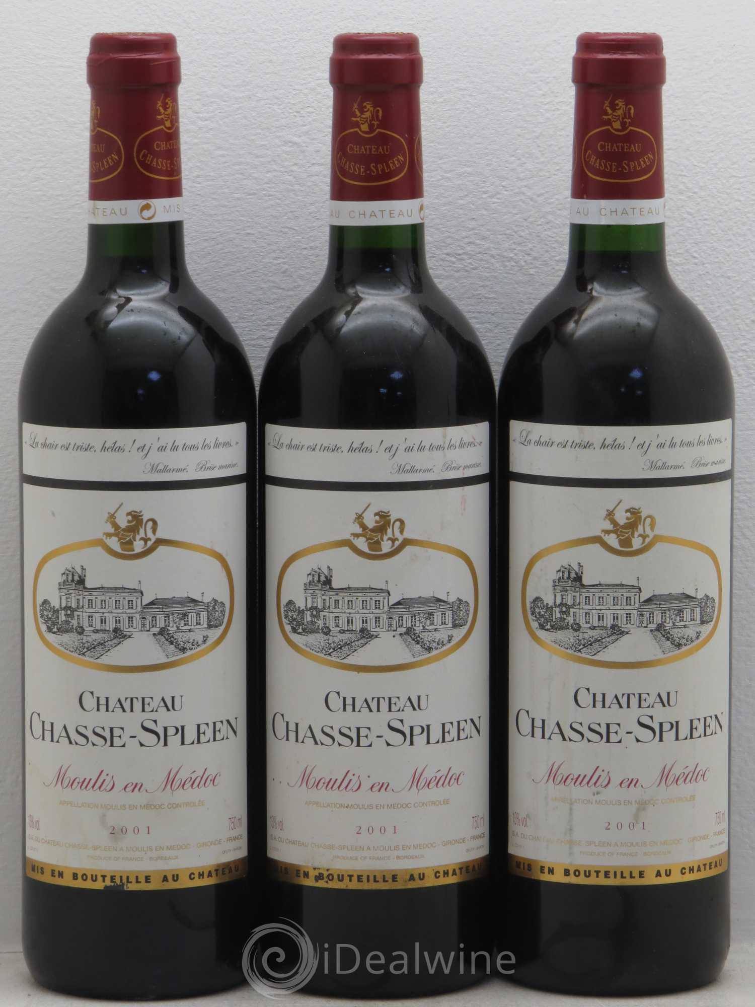 Château Chasse Spleen 2001 - Lot de 3 bouteilles - 0