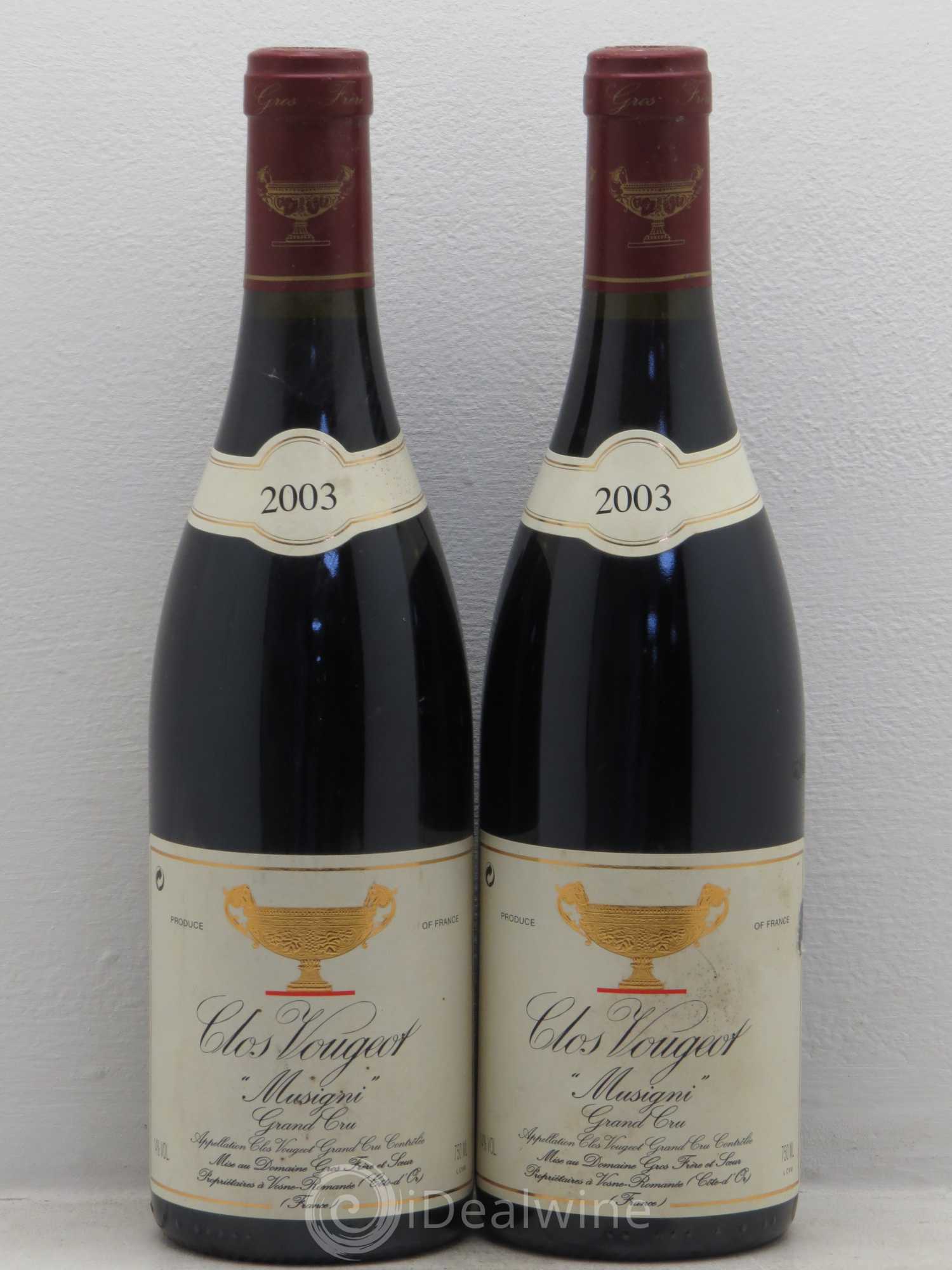 Clos de Vougeot Grand Cru Musigni Gros Frère & Soeur 2003 - Lot de 2 bouteilles - 0