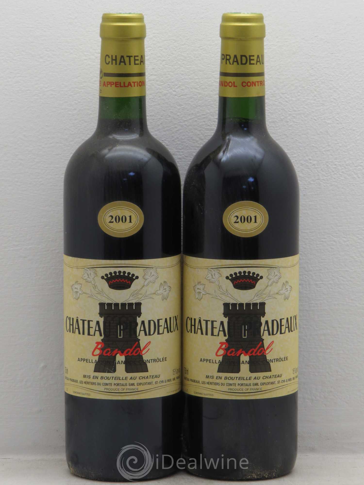 Bandol Château Pradeaux Famille Portalis 2001 - Lot de 2 bouteilles - 0