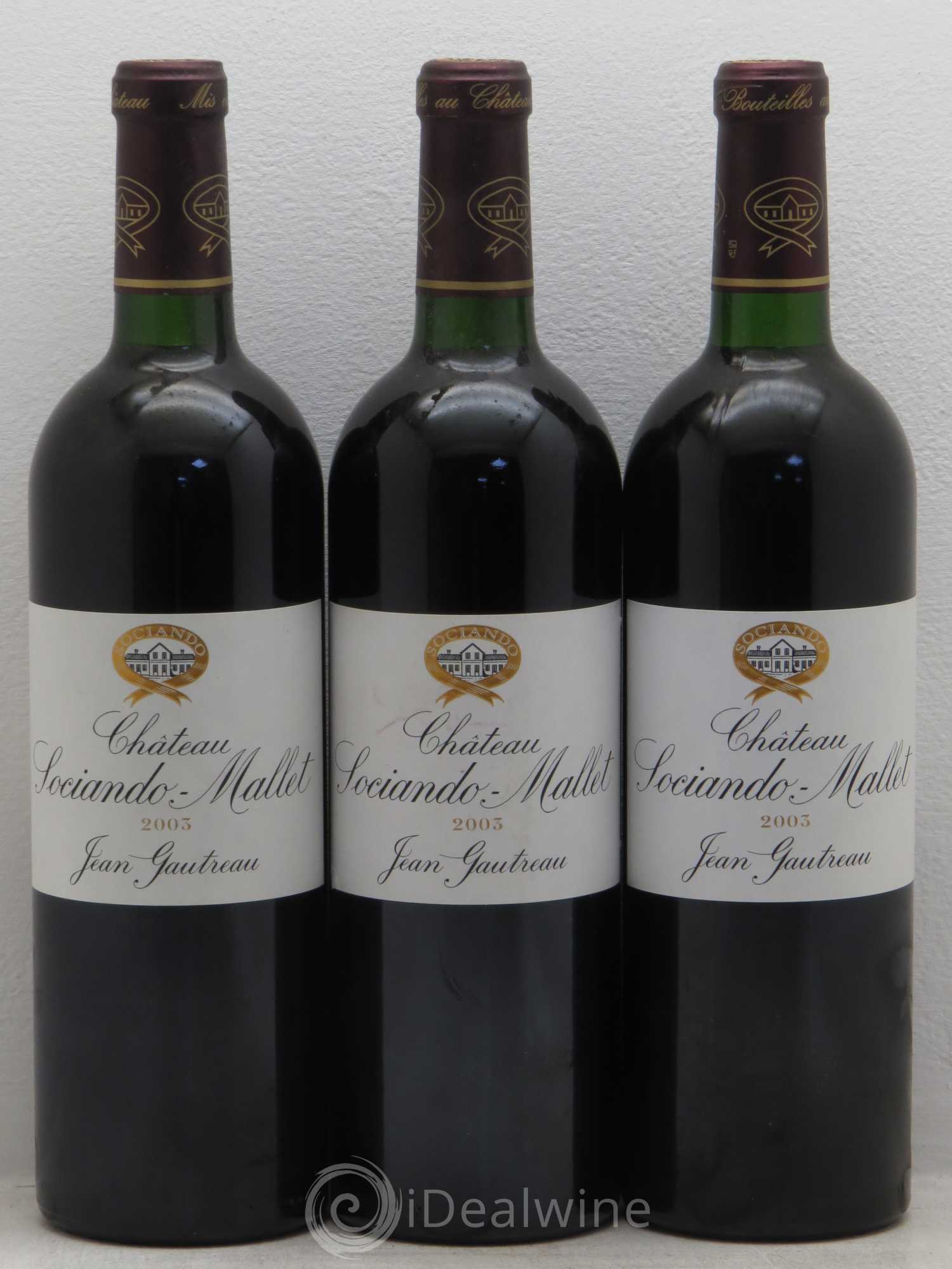 Château Sociando Mallet 2003 - Lot de 3 bouteilles - 0