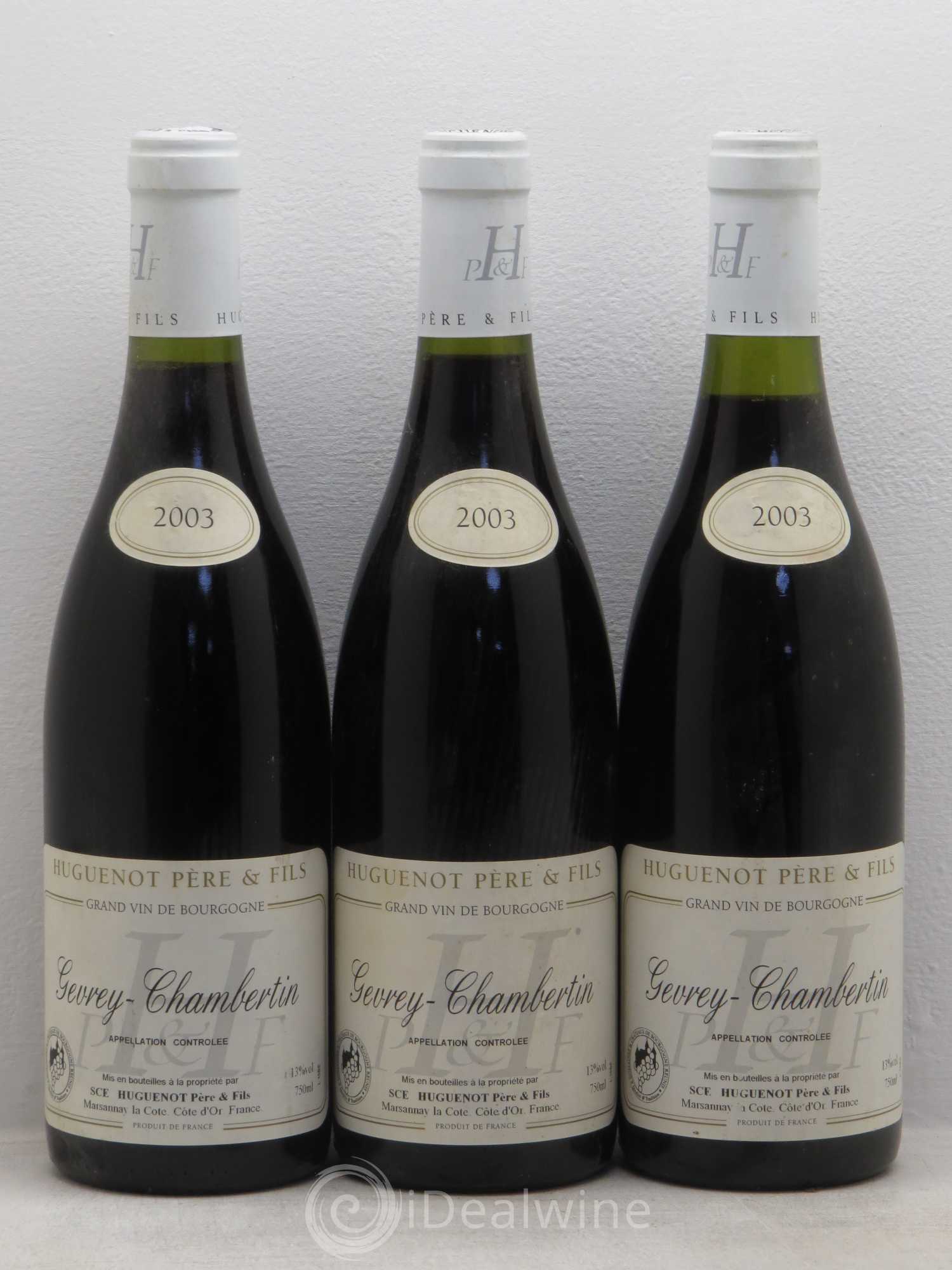 Gevrey-Chambertin Huguenot père et fils 2003 - Posten von 3 Flaschen - 0