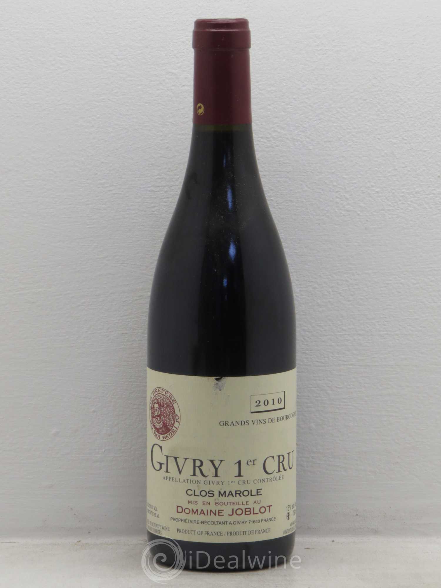 Givry 1er Cru Clos Marole Joblot (Domaine) 2010 - Lot de 1 bouteille - 0