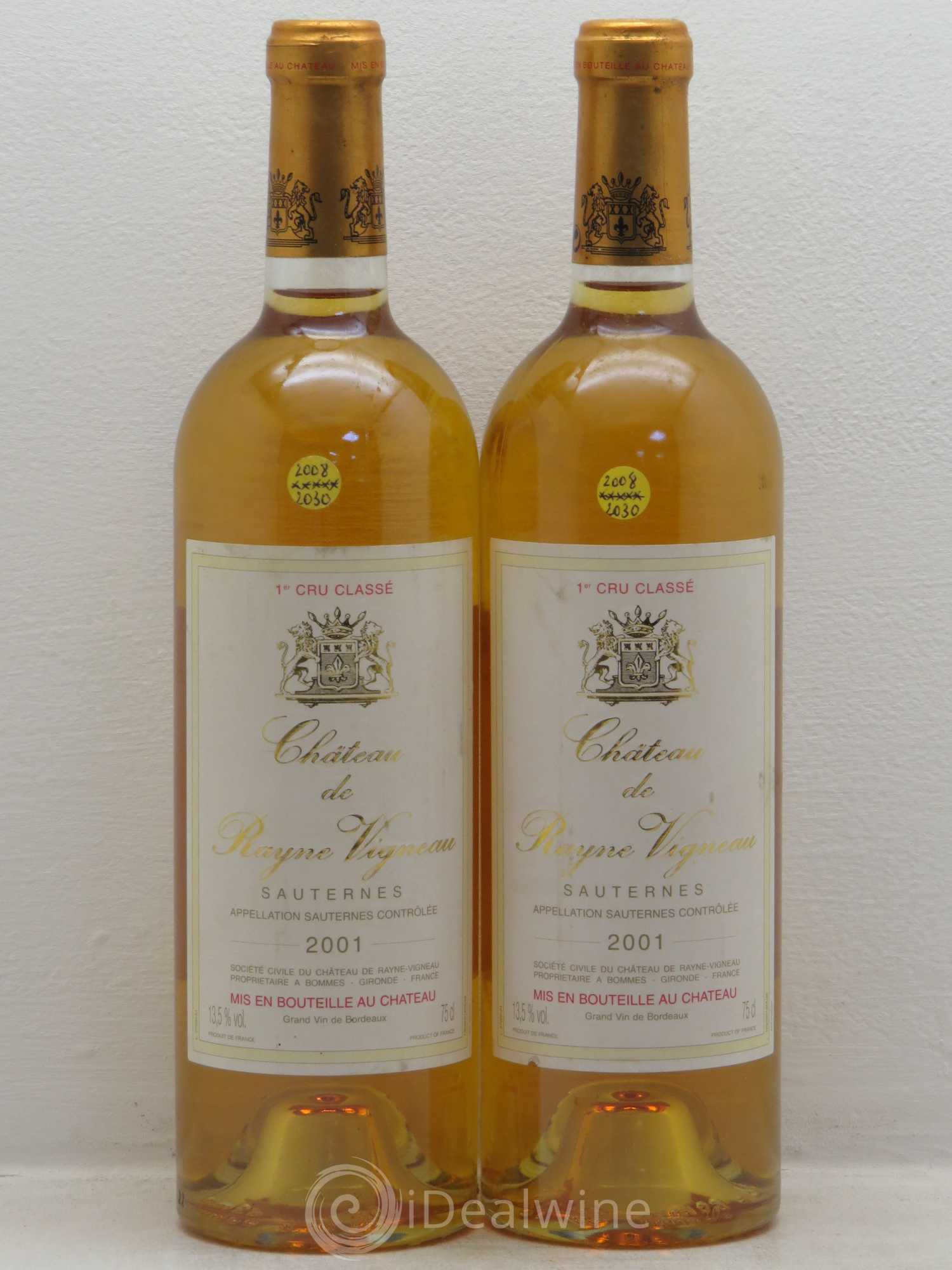 Château de Rayne Vigneau 1er Grand Cru Classé 2001 - Lotto di 2 bottiglie - 0