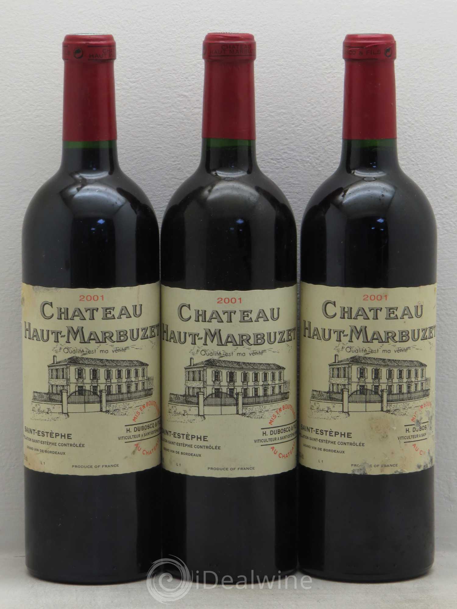 Château Haut Marbuzet 2001 - Lot de 3 bouteilles - 0