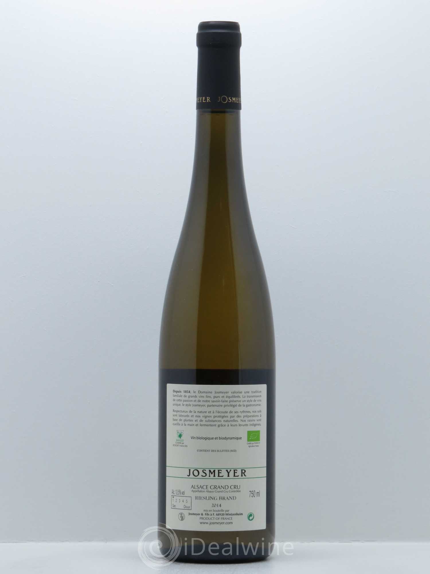 Alsace Riesling Grand Cru Brand Josmeyer (Domaine) 2014 - Lot de 1 bouteille - 1