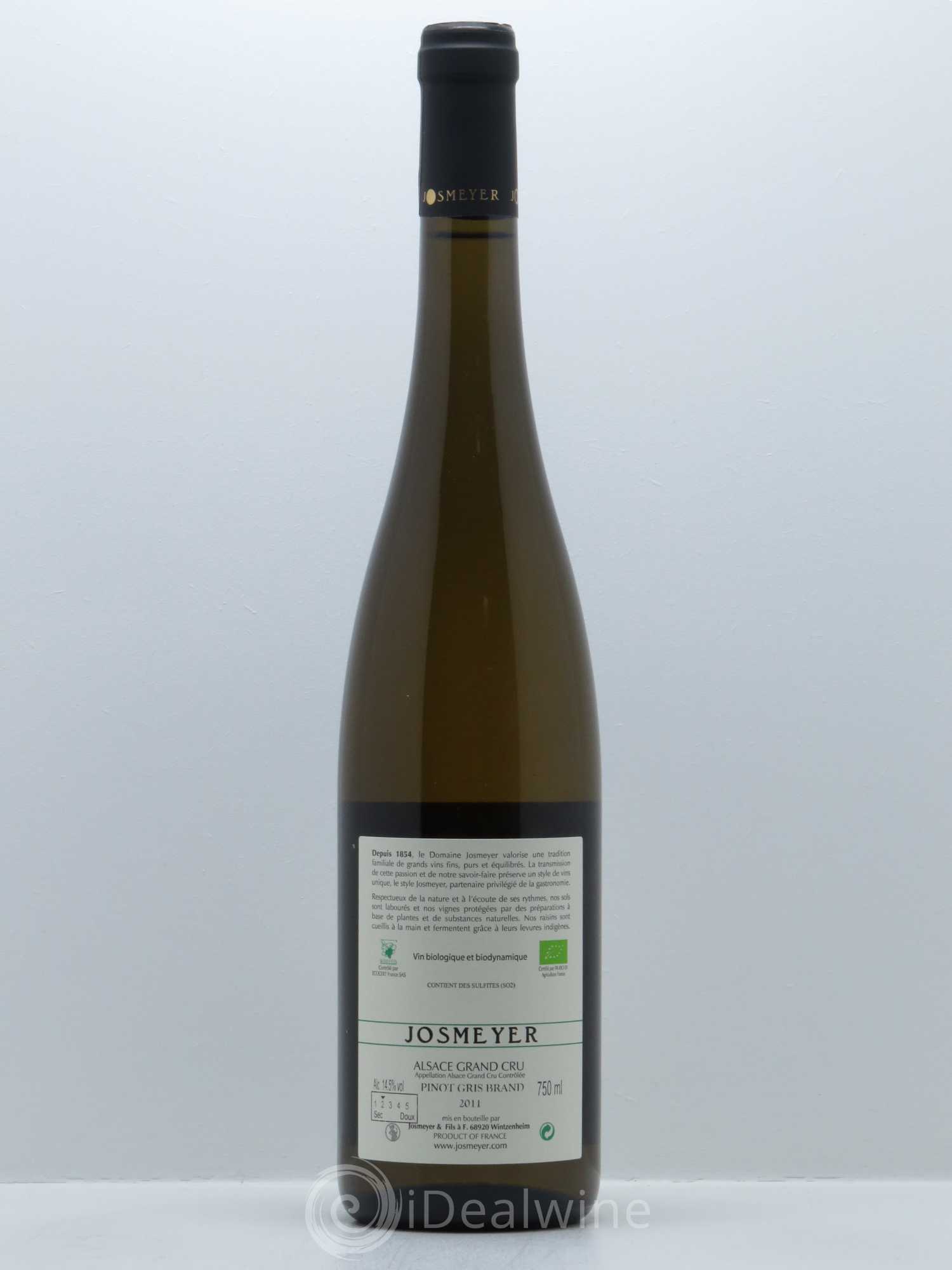 Alsace Pinot Gris Grand Cru Brand Josmeyer (Domaine) 2011 - Lot de 1 bouteille - 1