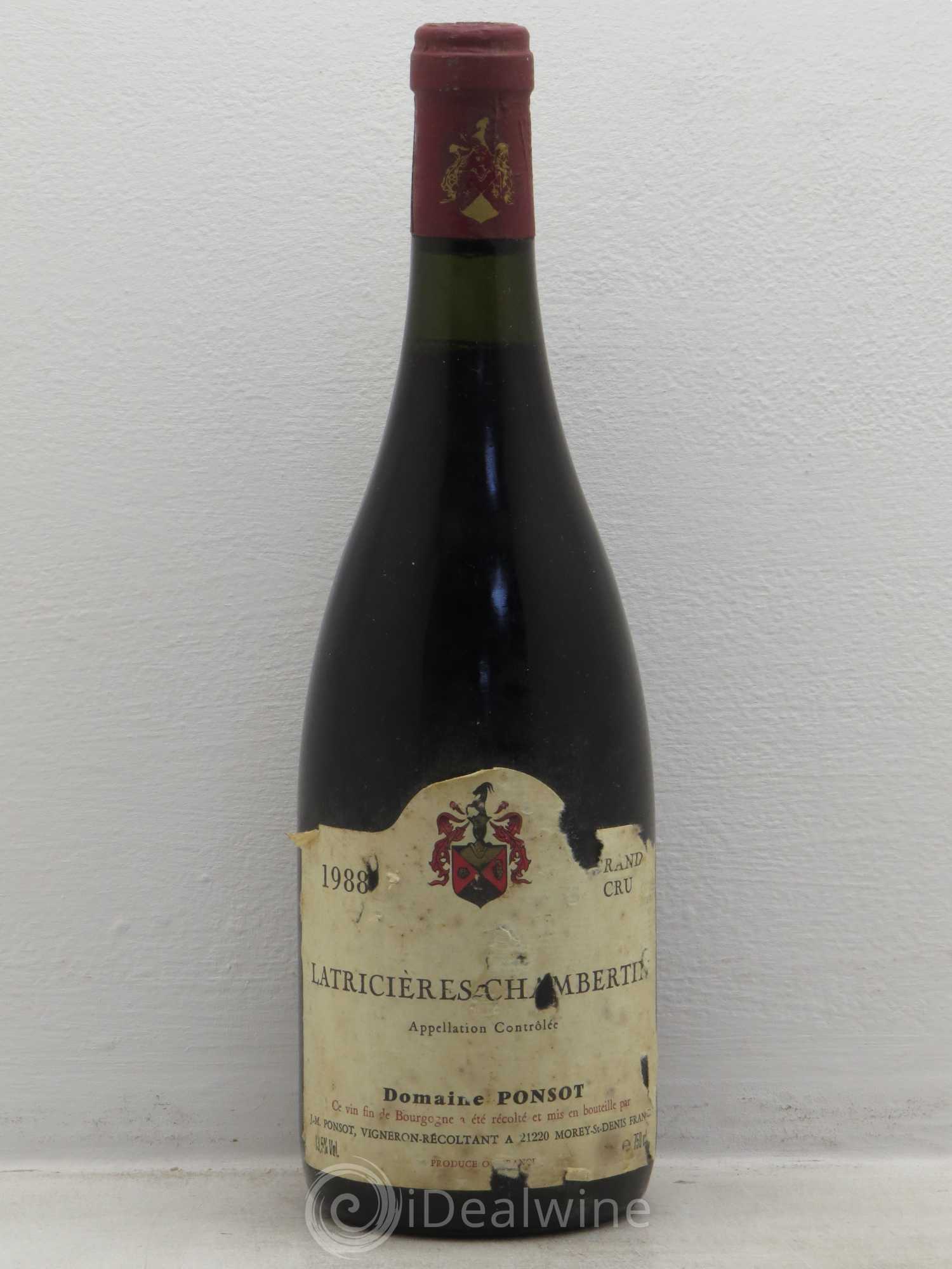 Latricières-Chambertin Grand Cru Ponsot (Domaine) 1988 - Lot de 1 bouteille - 0