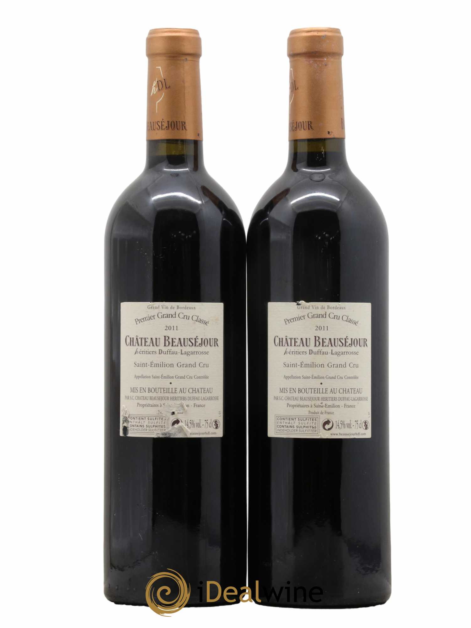 Château Beauséjour (Duffau-Lagarrosse) 1er Grand Cru Classé B 2011 - Lot de 2 bouteilles - 1